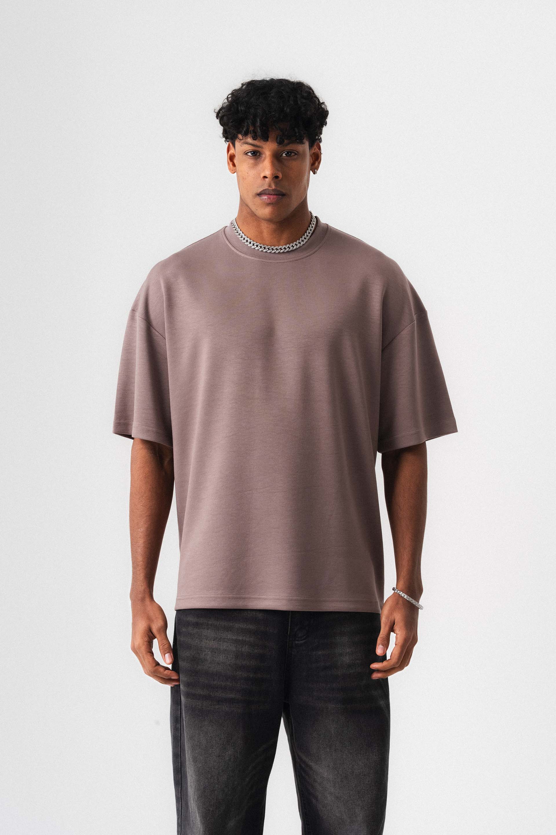 Oversize Basic Gül Kurusu T-Shirt