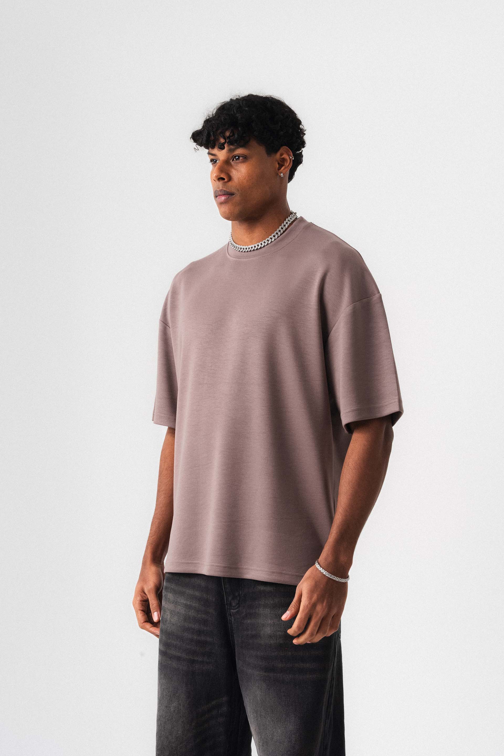 Oversize Basic Gül Kurusu T-Shirt