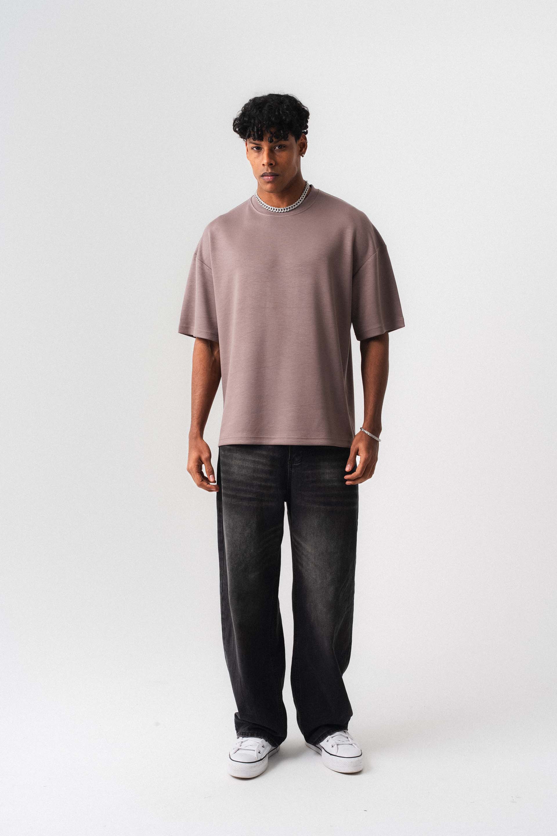Oversize Basic Gül Kurusu T-Shirt