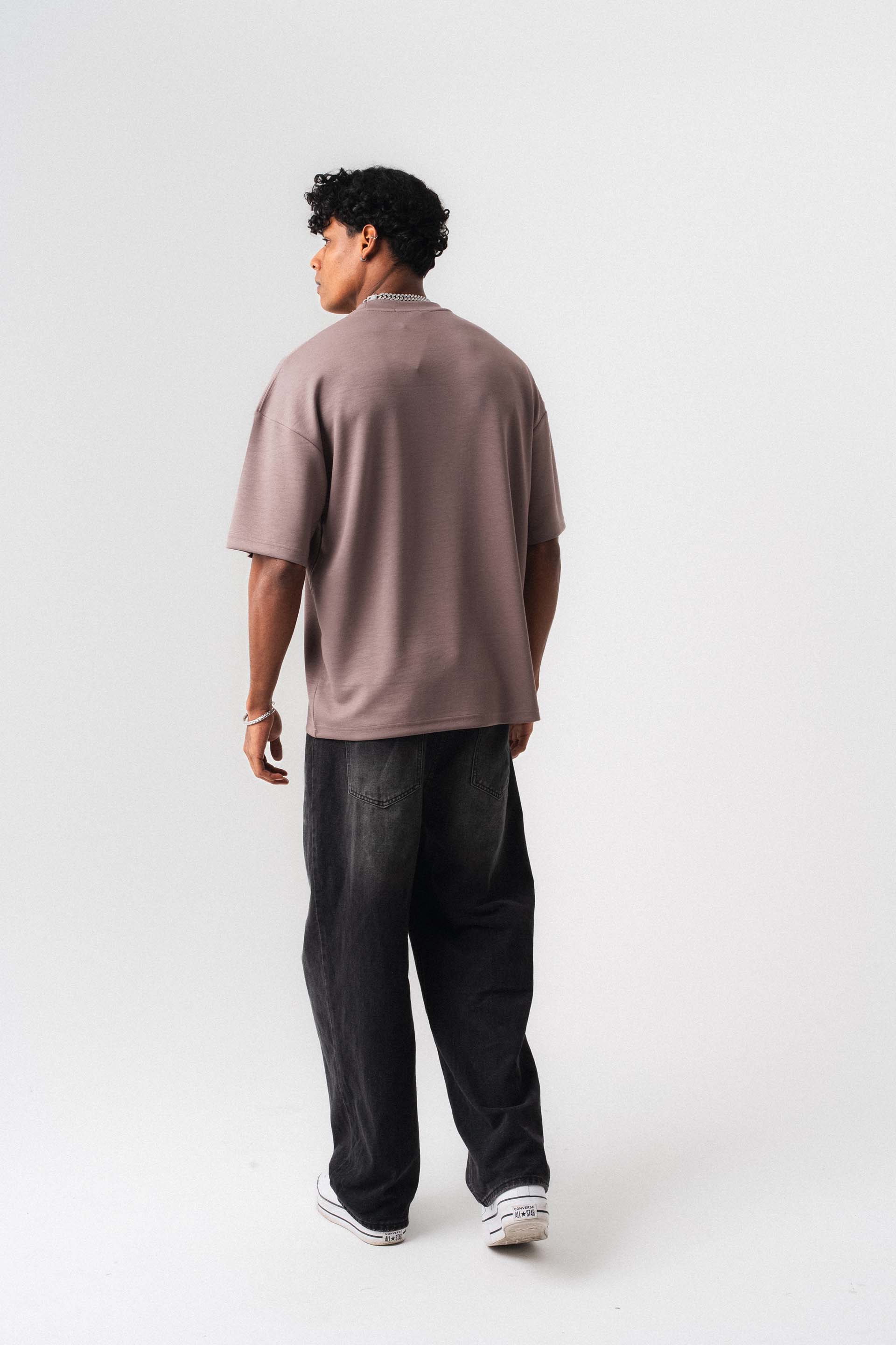 Oversize Basic Gül Kurusu T-Shirt