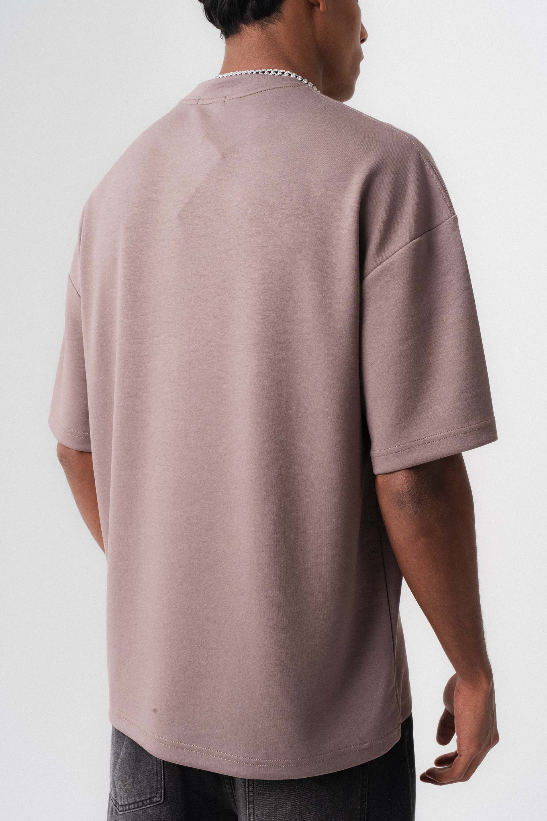Oversize Basic Gül Kurusu T-Shirt