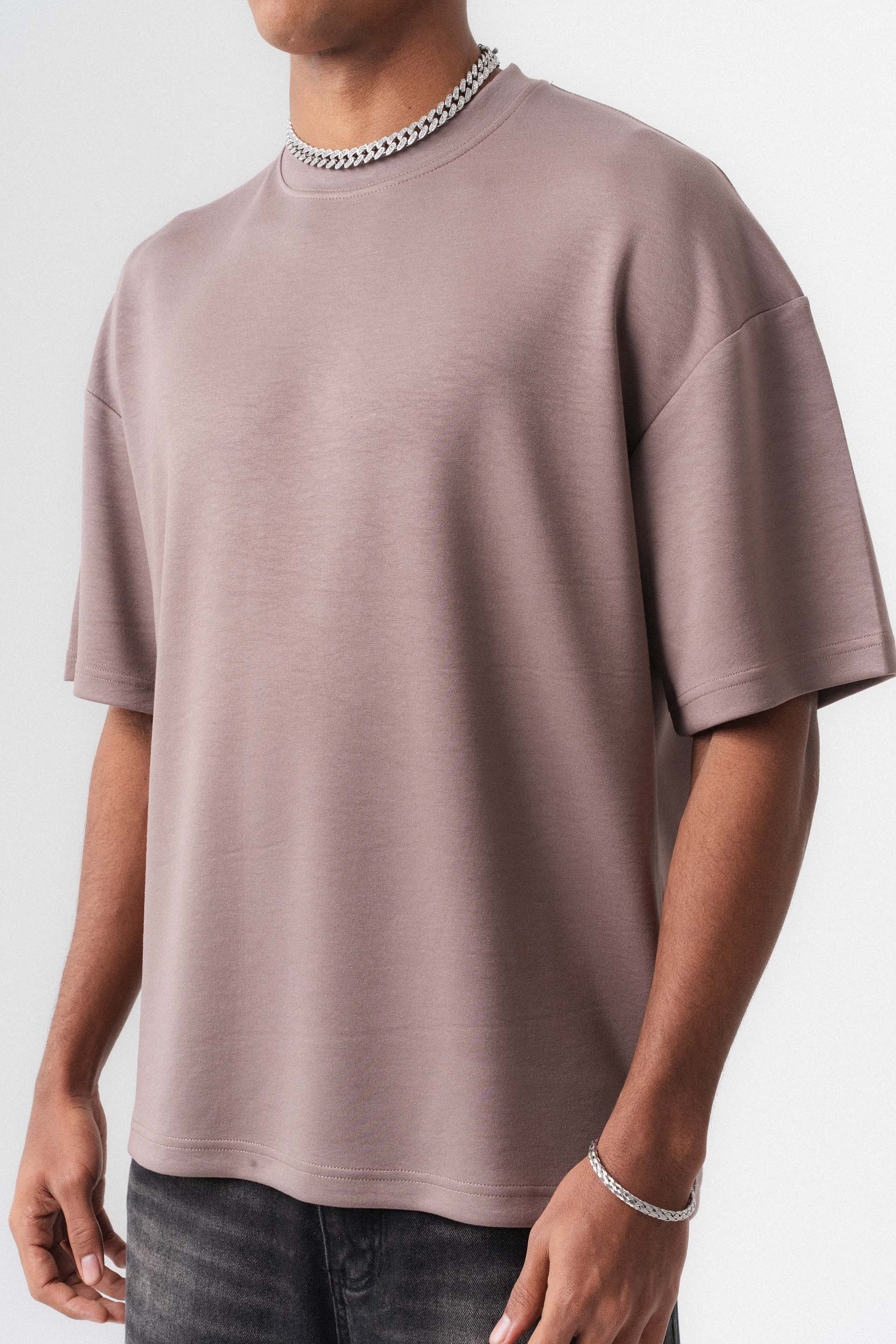 Oversize Basic Gül Kurusu T-Shirt