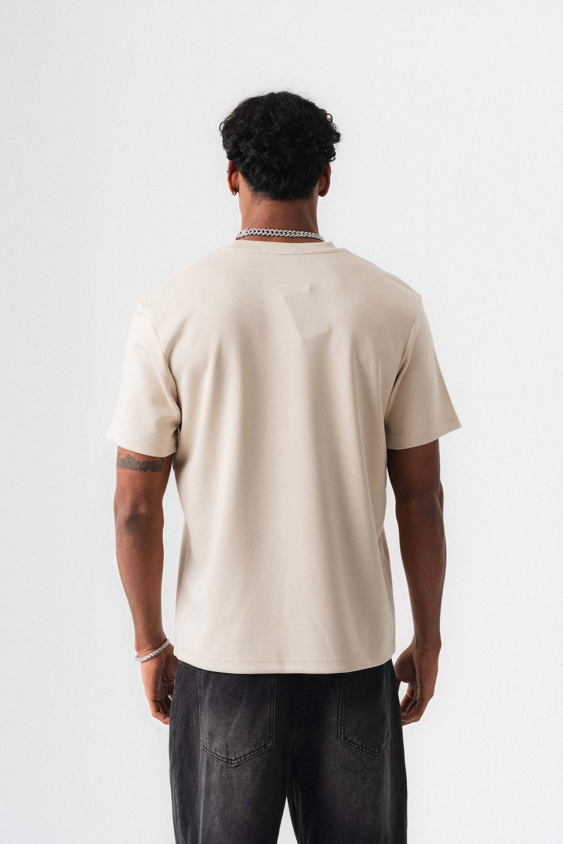 Oversize Basic Krem T-Shirt