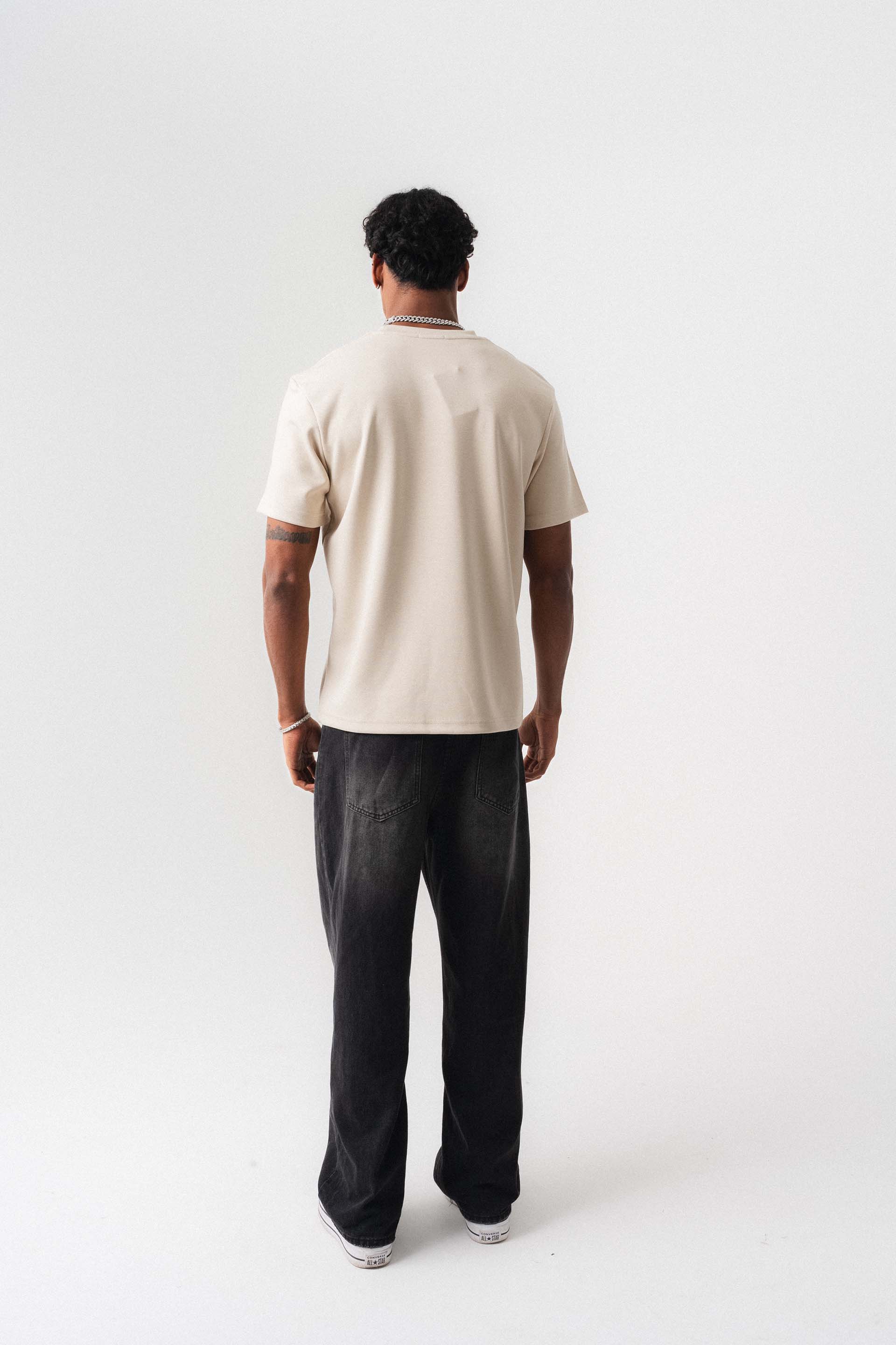Oversize Basic Krem T-Shirt