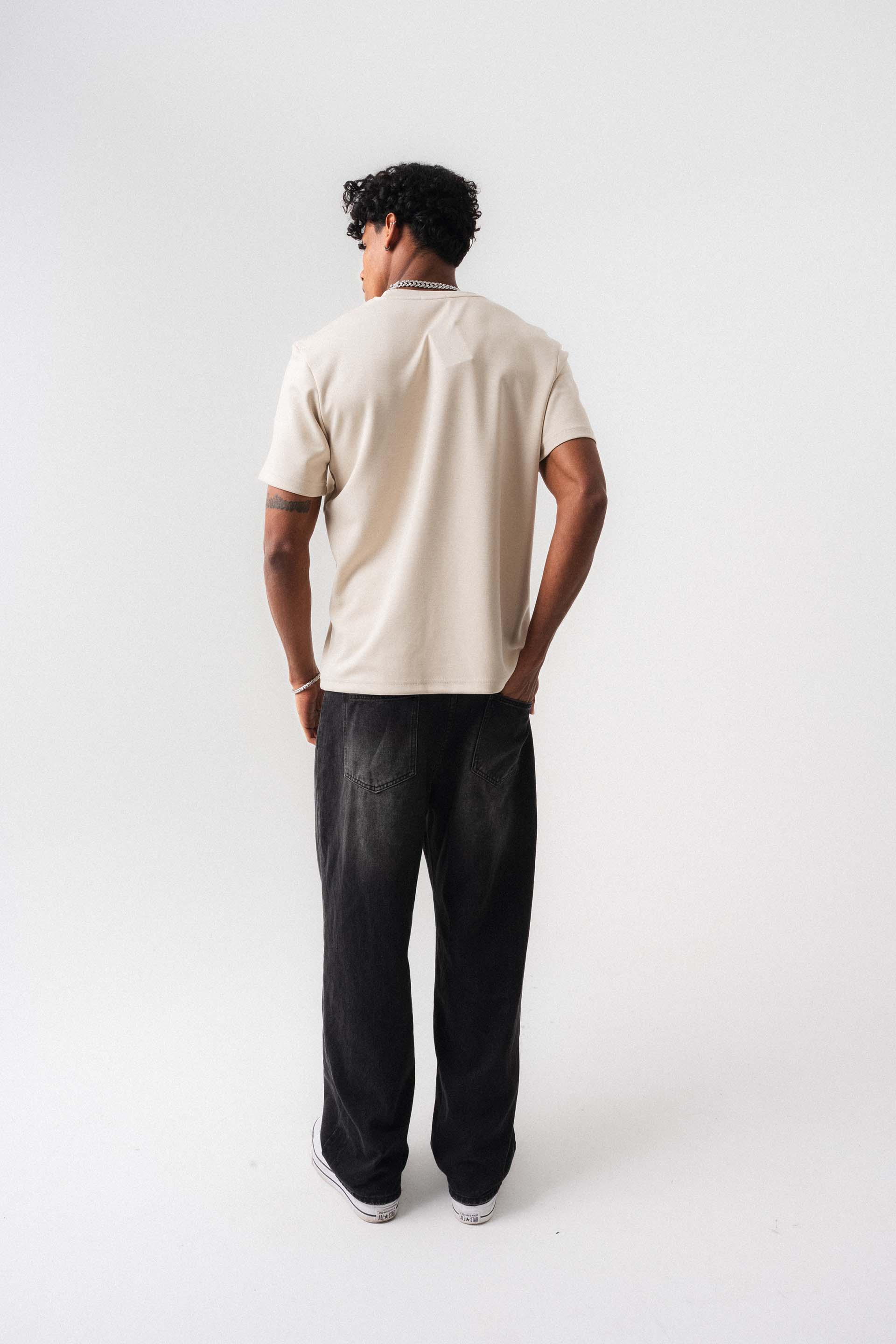 Oversize Basic Krem T-Shirt