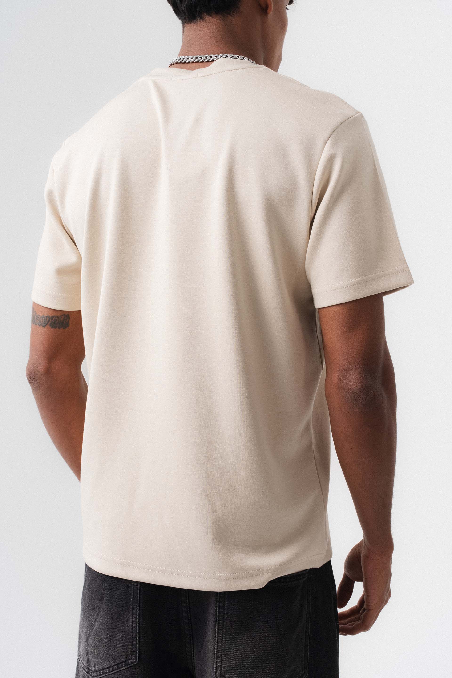Oversize Basic Krem T-Shirt