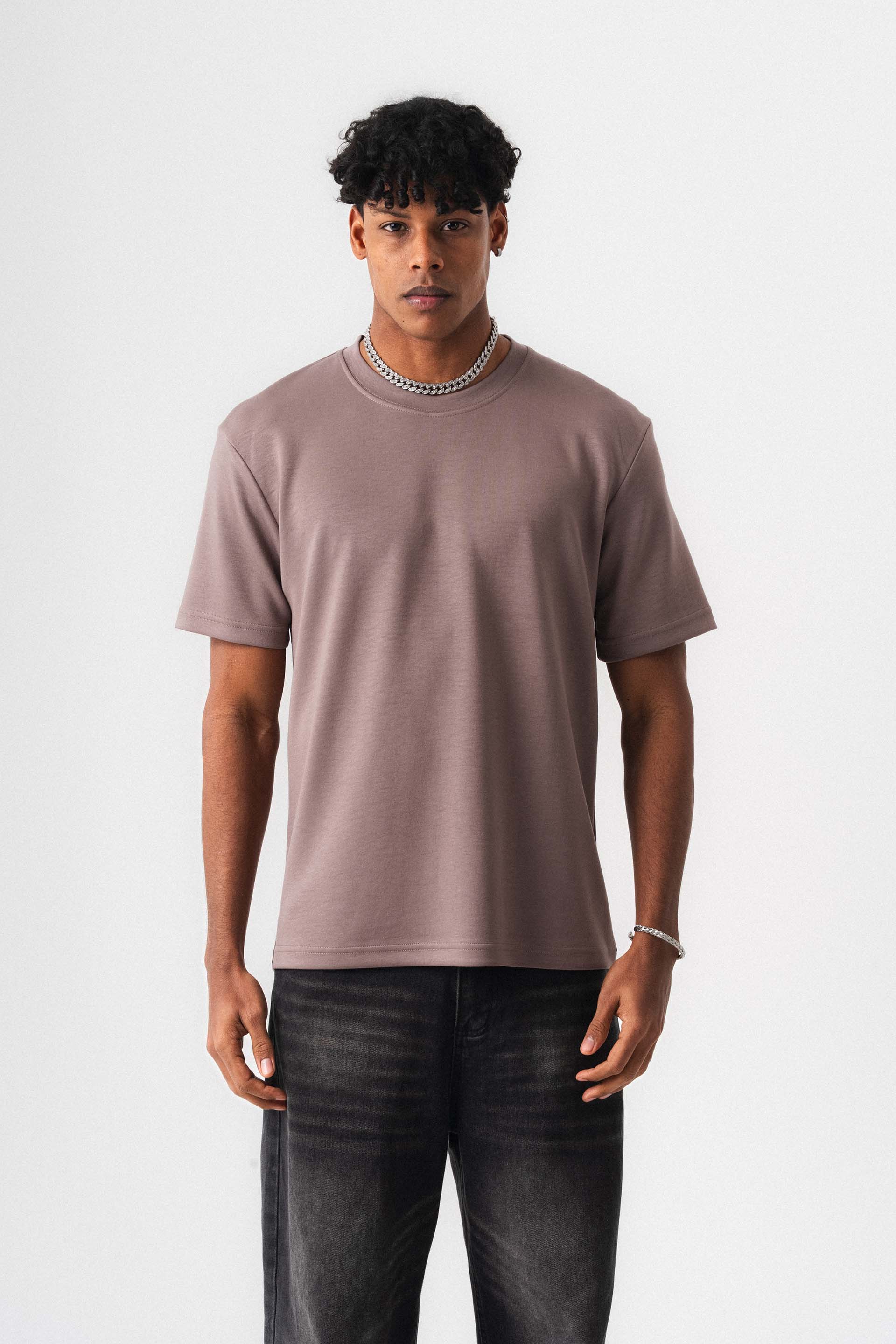 Oversize Basic Gül Kurusu T-Shirt