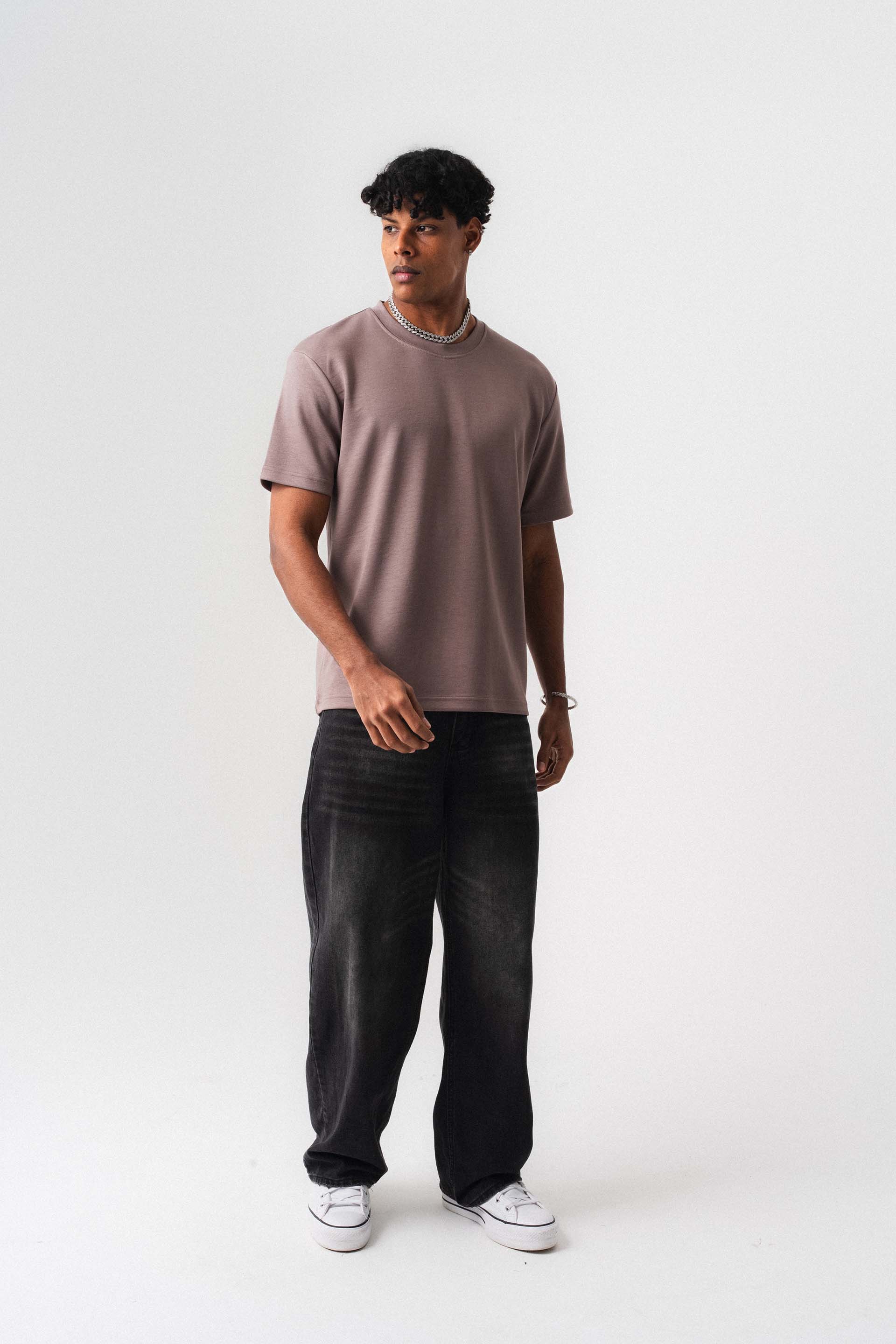 Oversize Basic Gül Kurusu T-Shirt