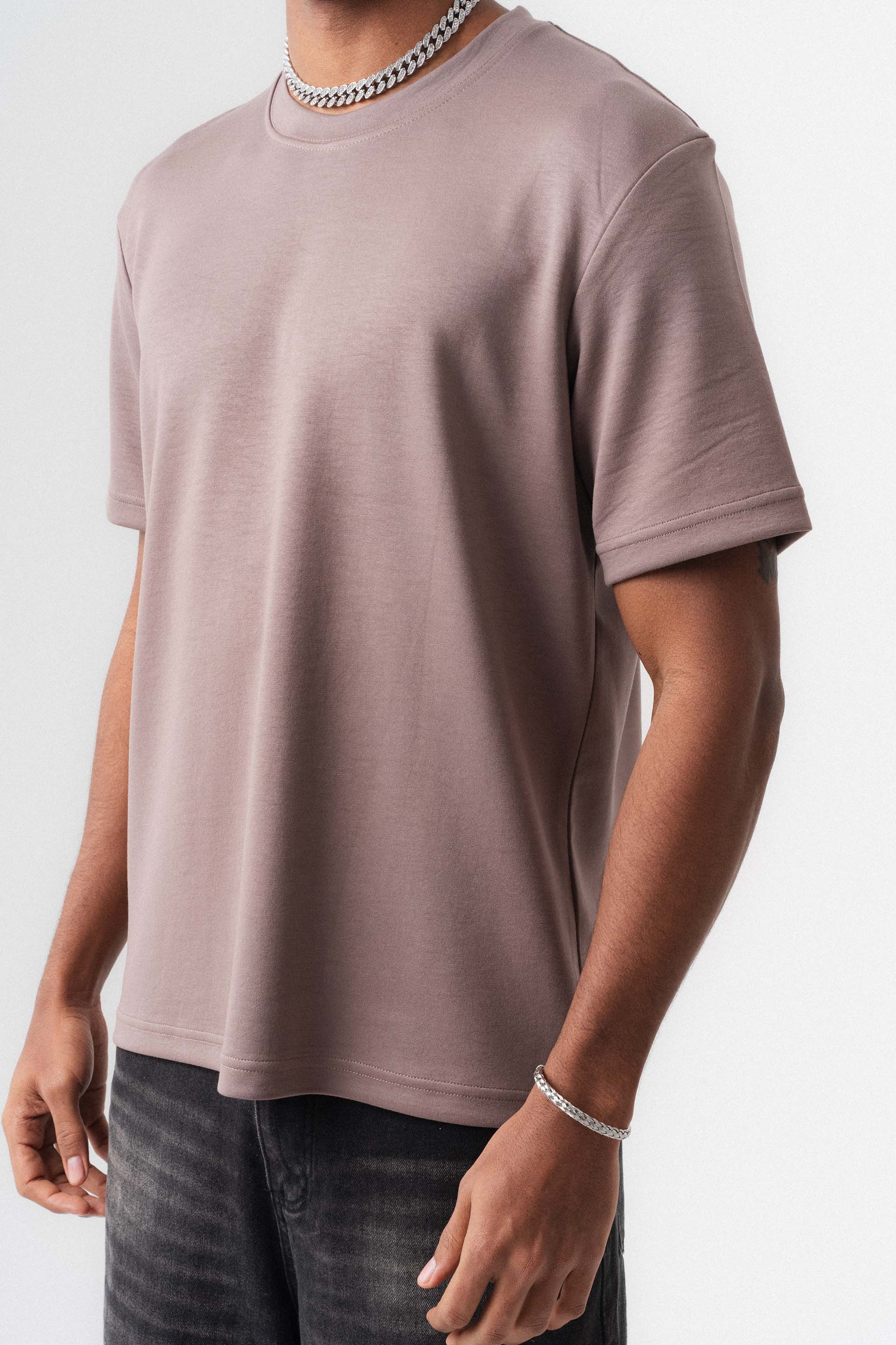 Oversize Basic Gül Kurusu T-Shirt