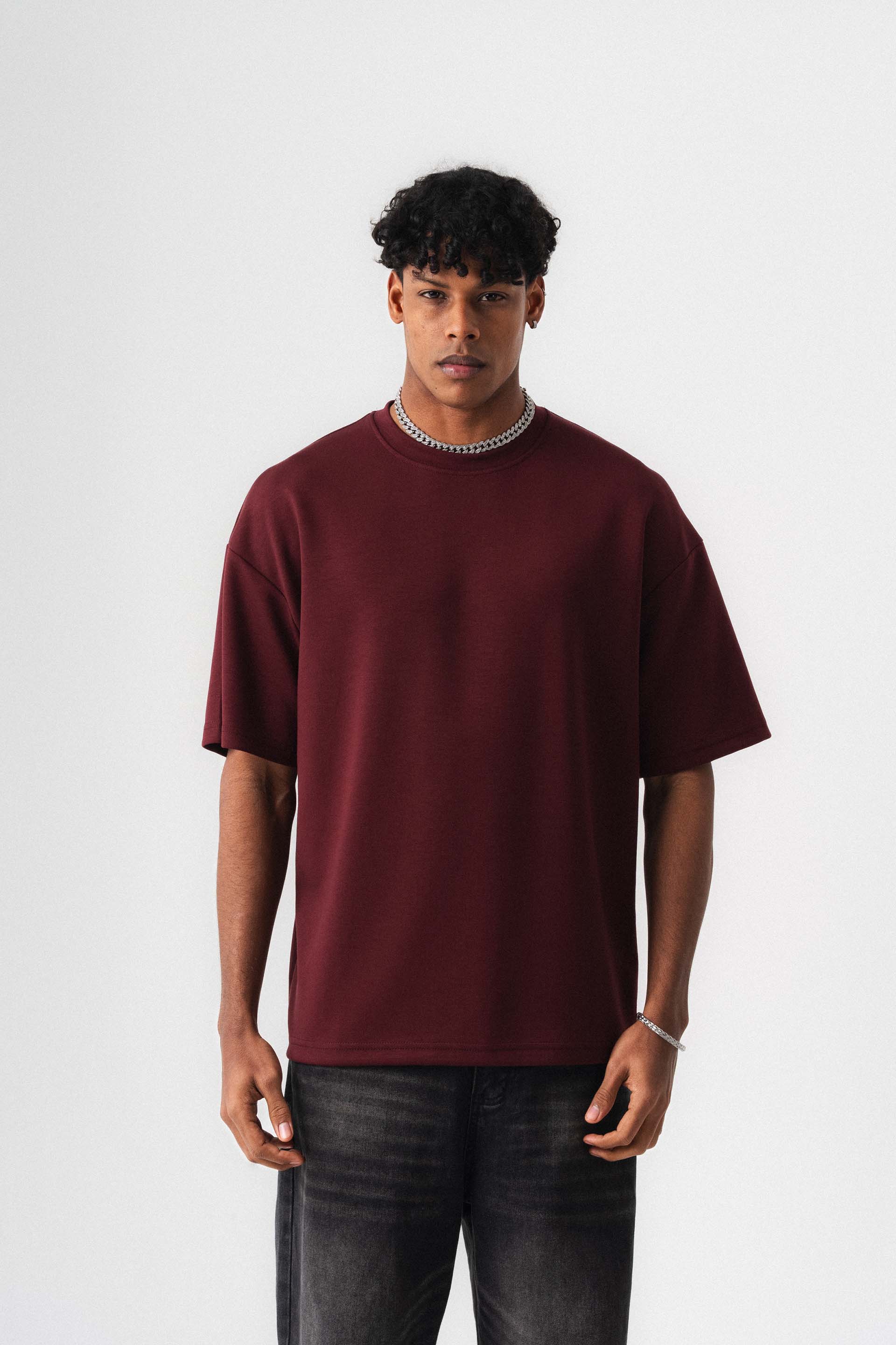 Oversize Basic Bordo T-Shirt