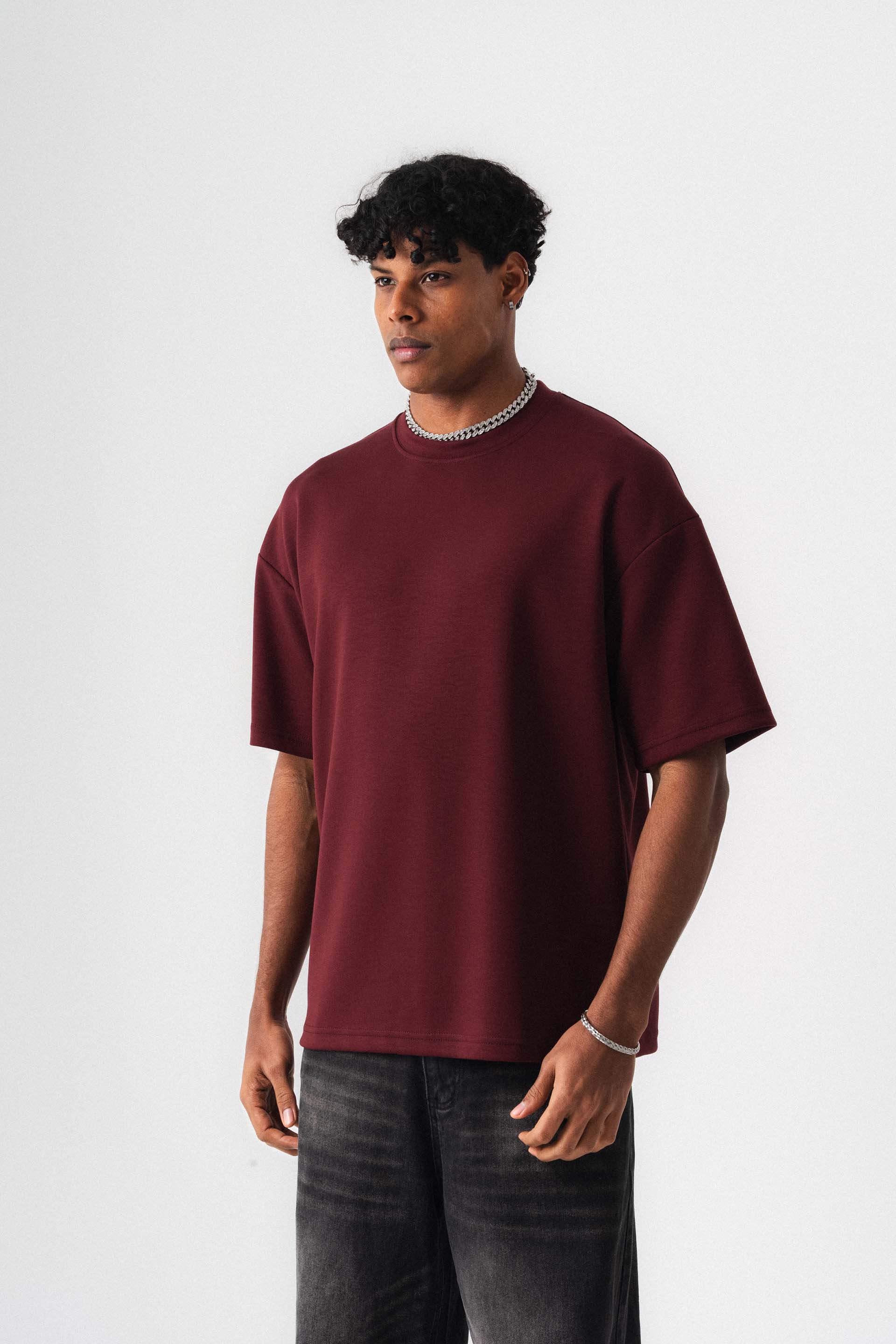 Oversize Basic Bordo T-Shirt