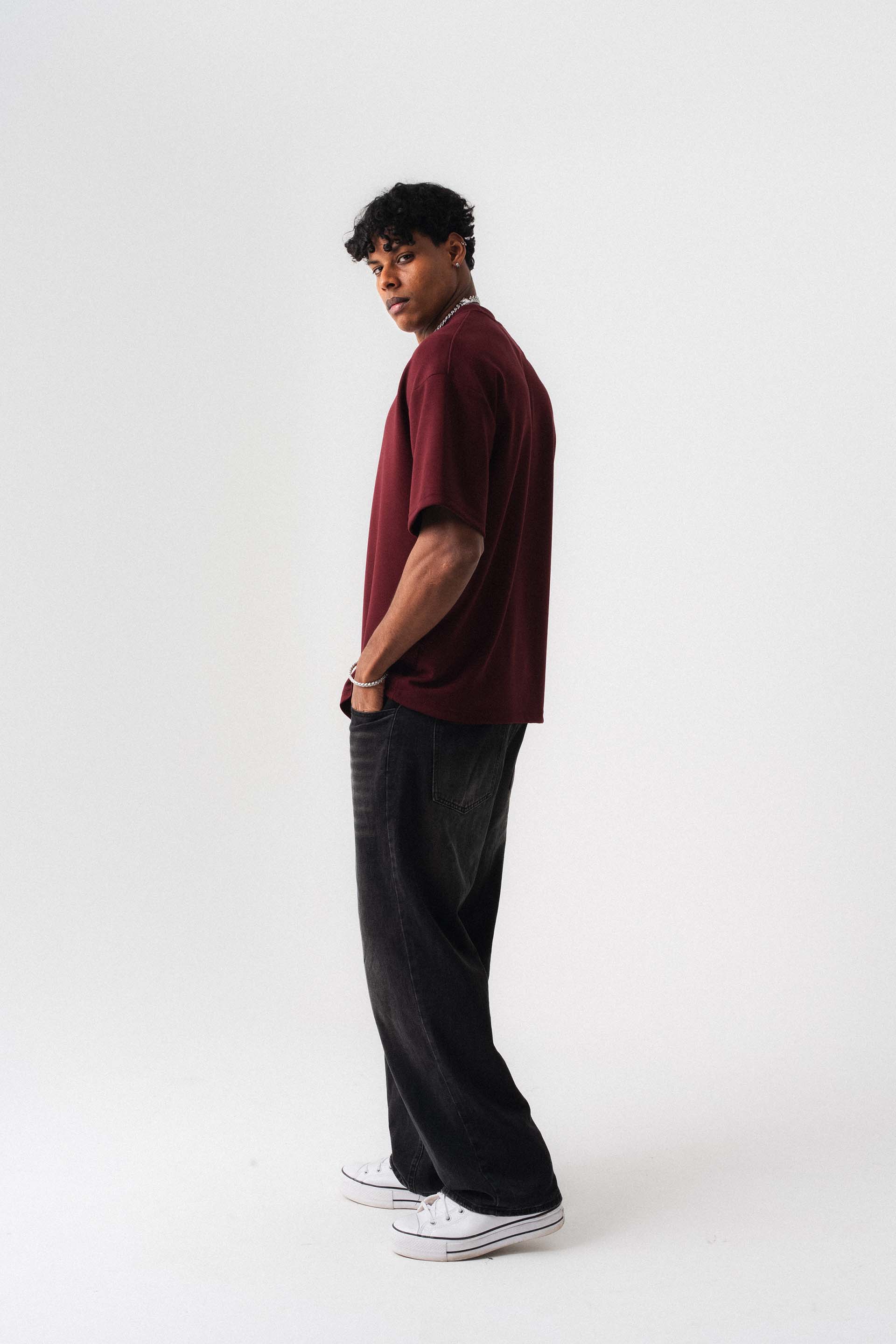 Oversize Basic Bordo T-Shirt