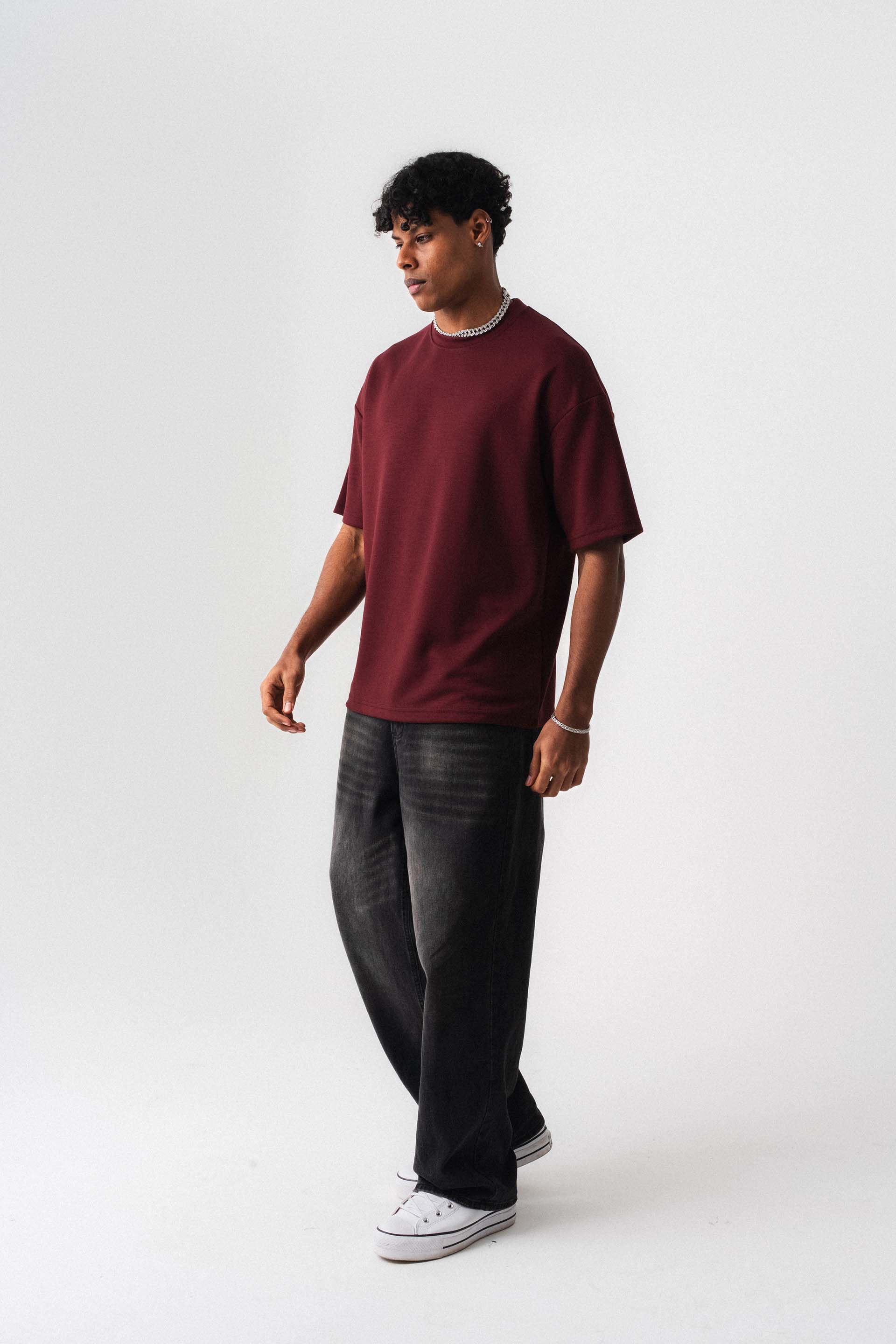 Oversize Basic Bordo T-Shirt