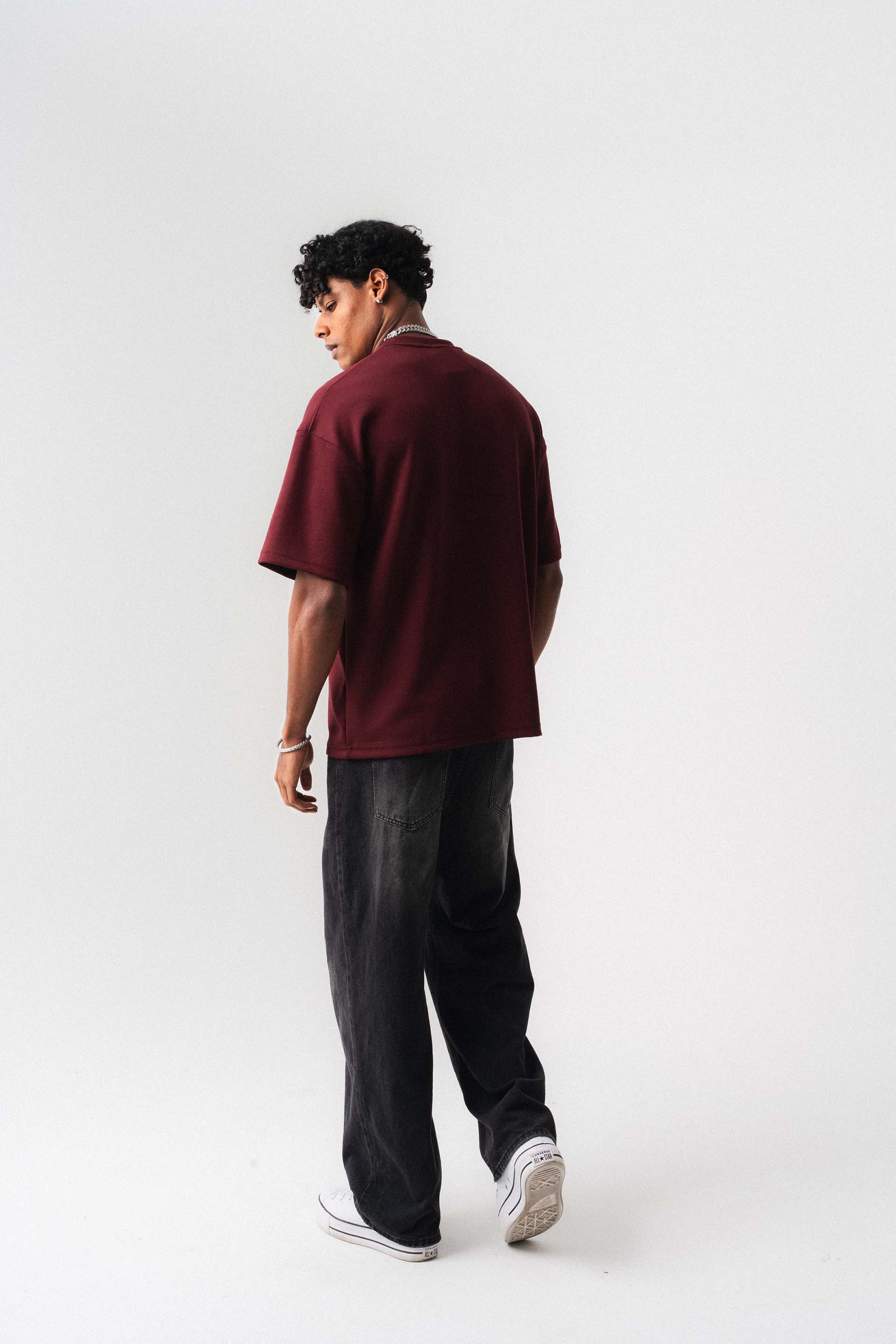 Oversize Basic Bordo T-Shirt