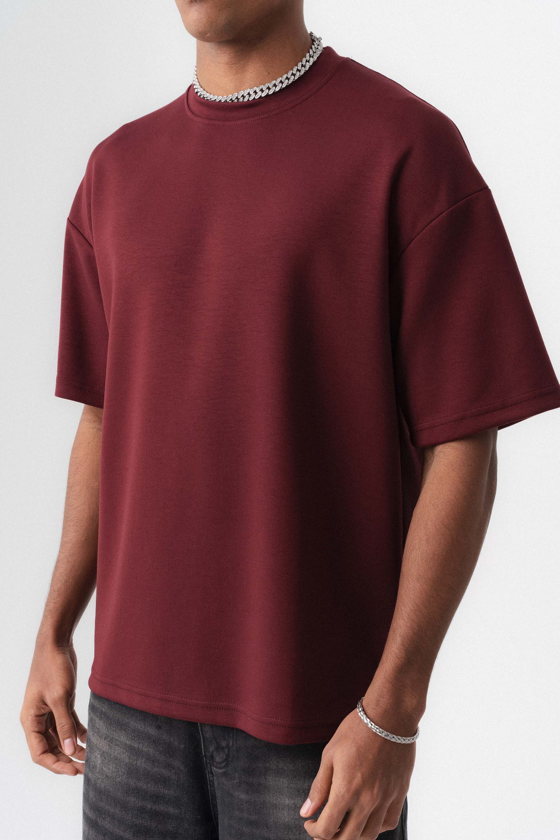 Oversize Basic Bordo T-Shirt