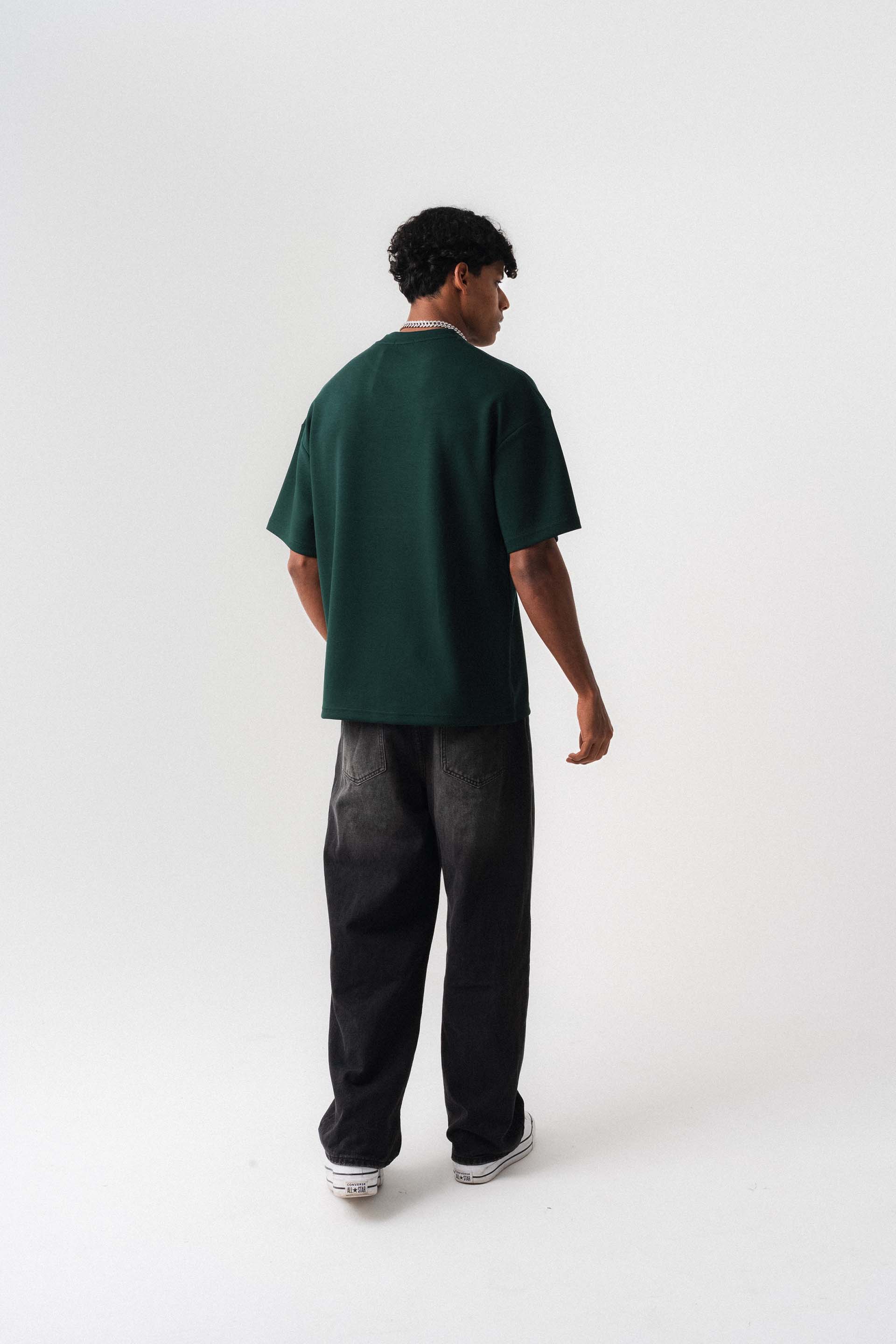 Oversize Basic Koyu Yeşil T-Shirt