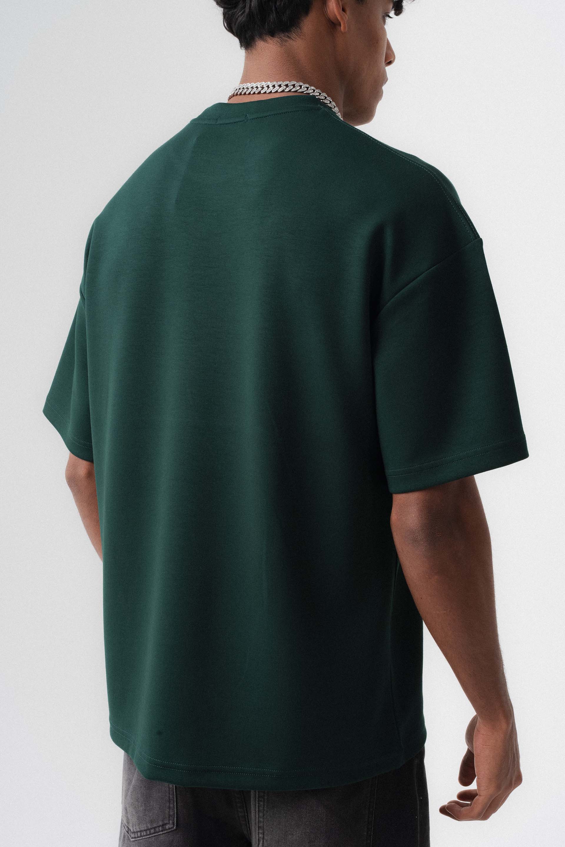 Oversize Basic Koyu Yeşil T-Shirt