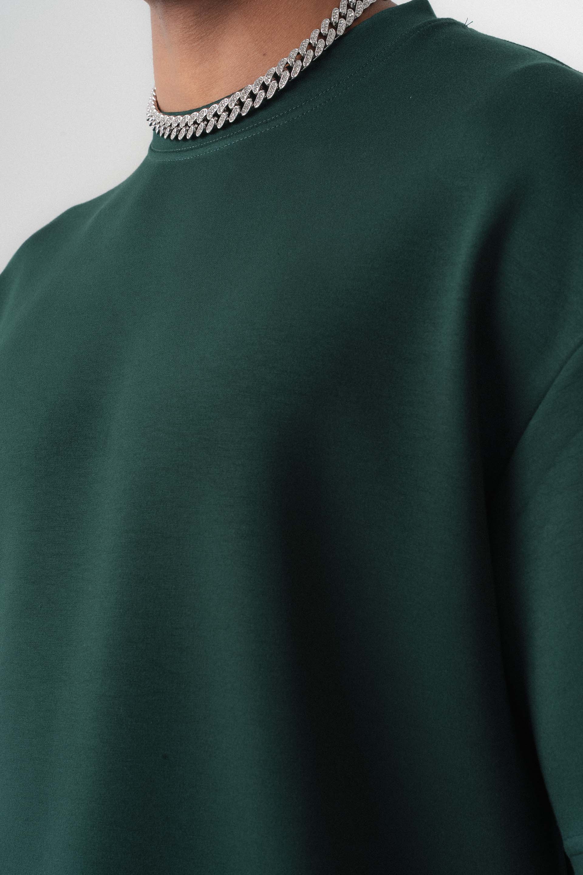 Oversize Basic Koyu Yeşil T-Shirt