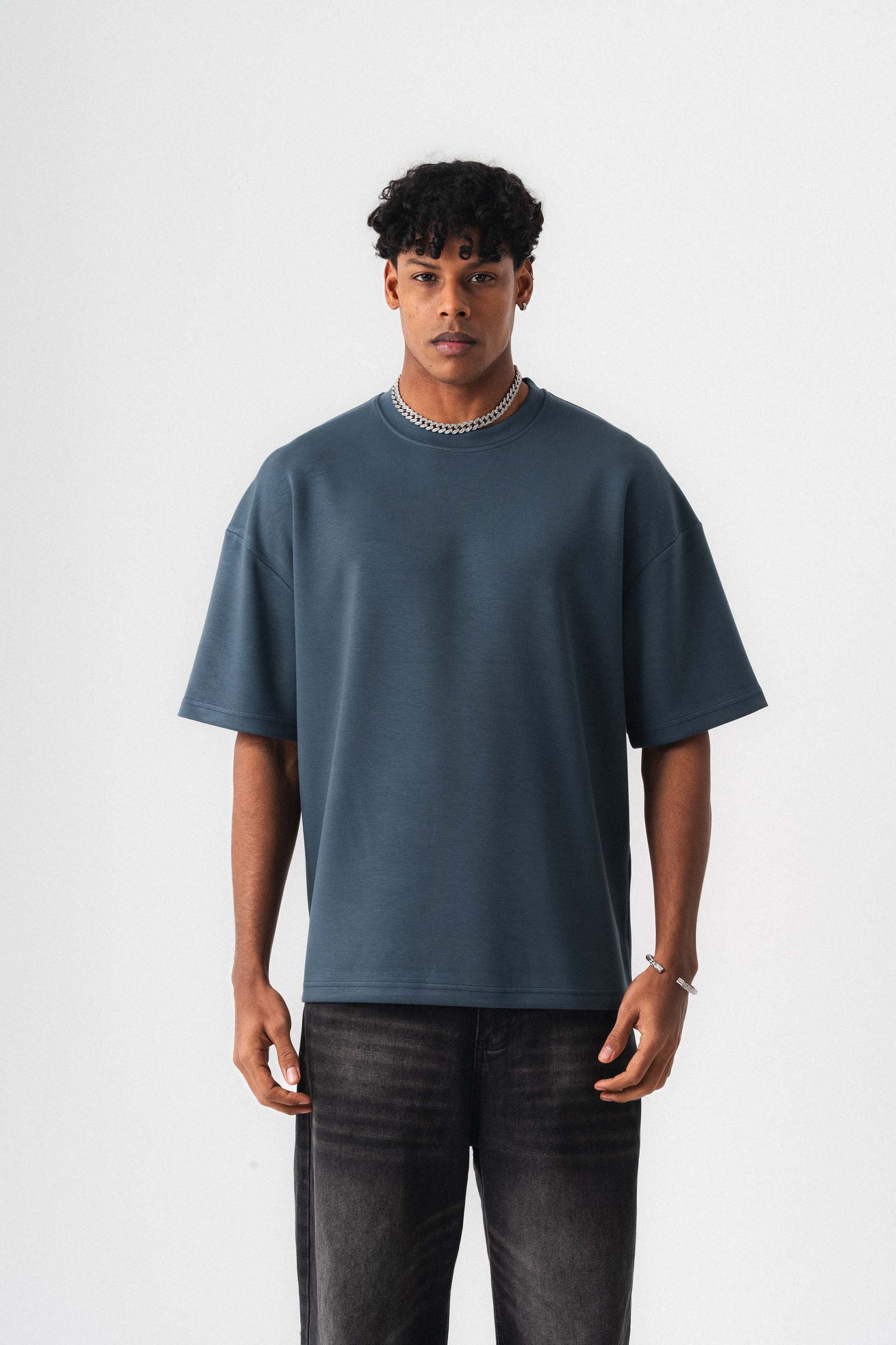 Oversize Basic Mavi T-Shirt