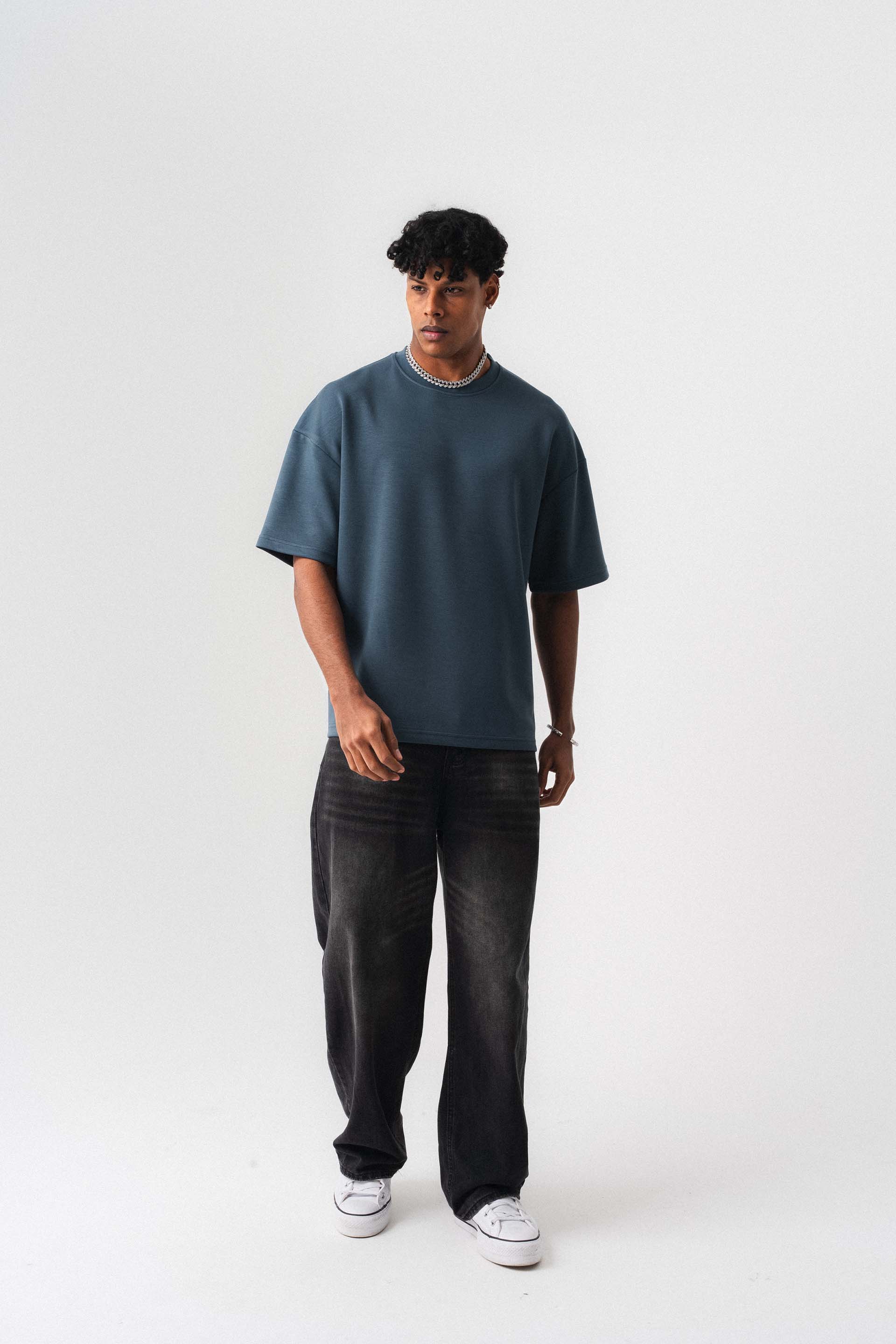 Oversize Basic Mavi T-Shirt