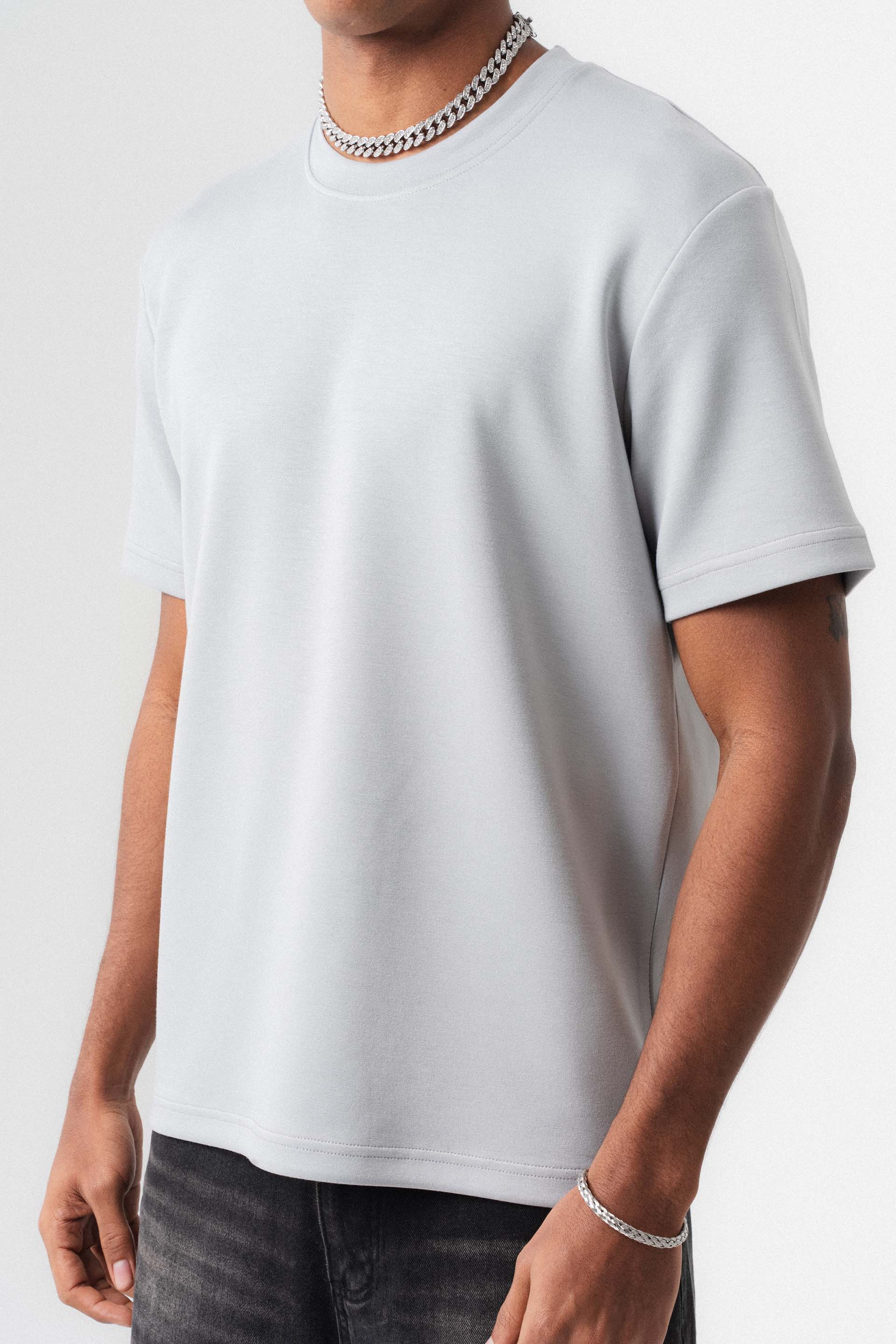 Oversize Basic Açık Gri T-Shirt