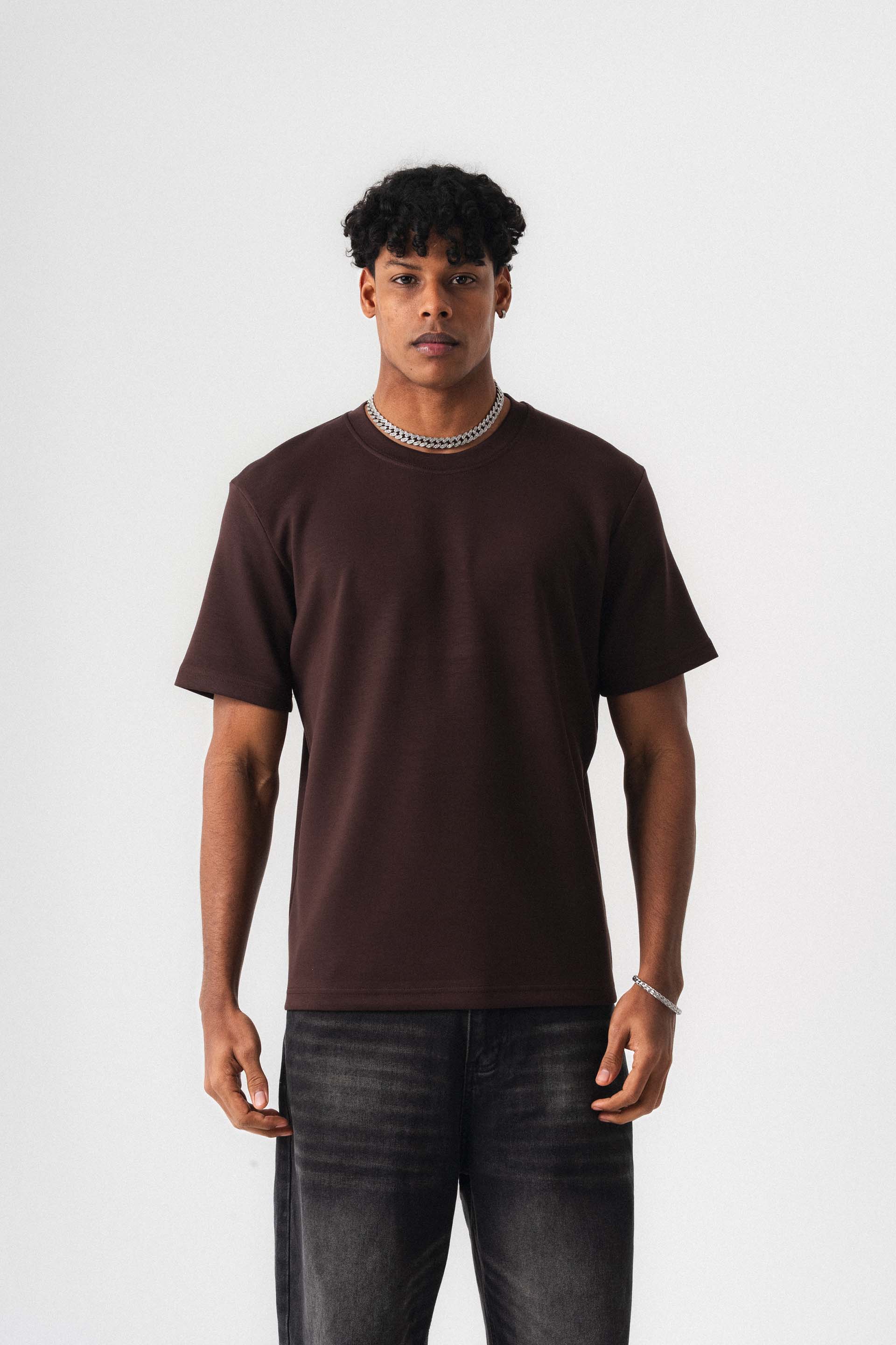 Oversize Basic Kahverengi T-Shirt