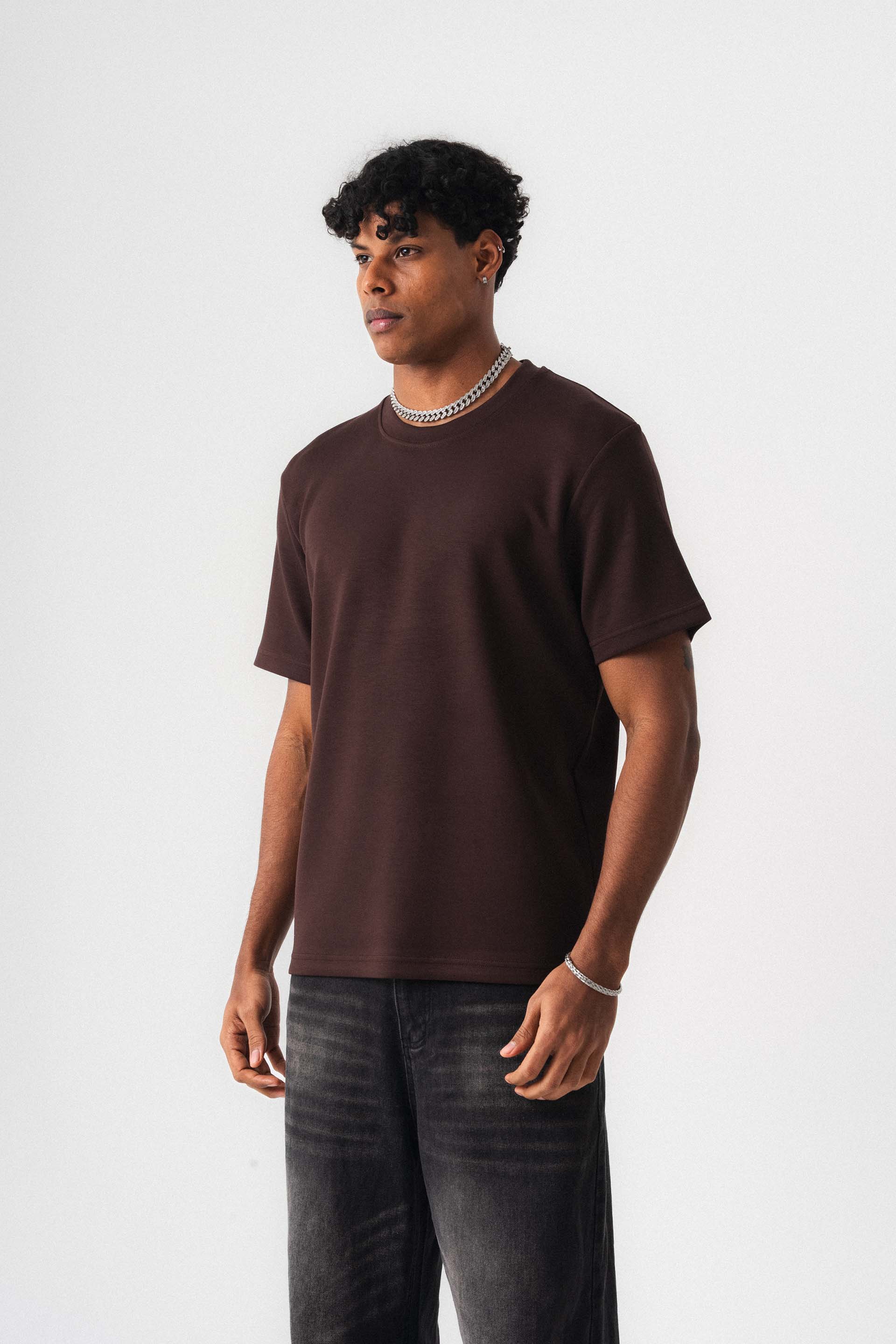 Oversize Basic Kahverengi T-Shirt