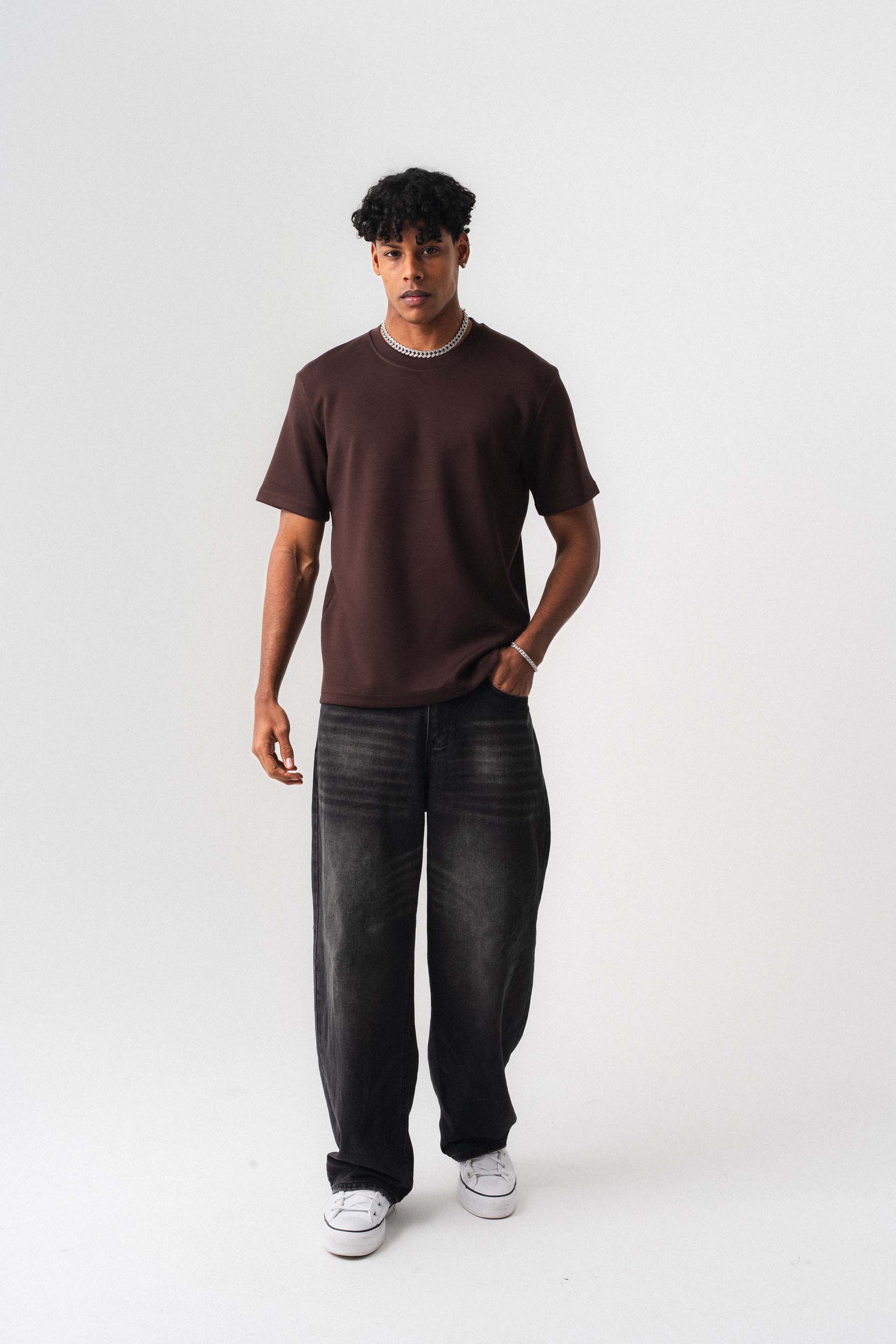 Oversize Basic Kahverengi T-Shirt