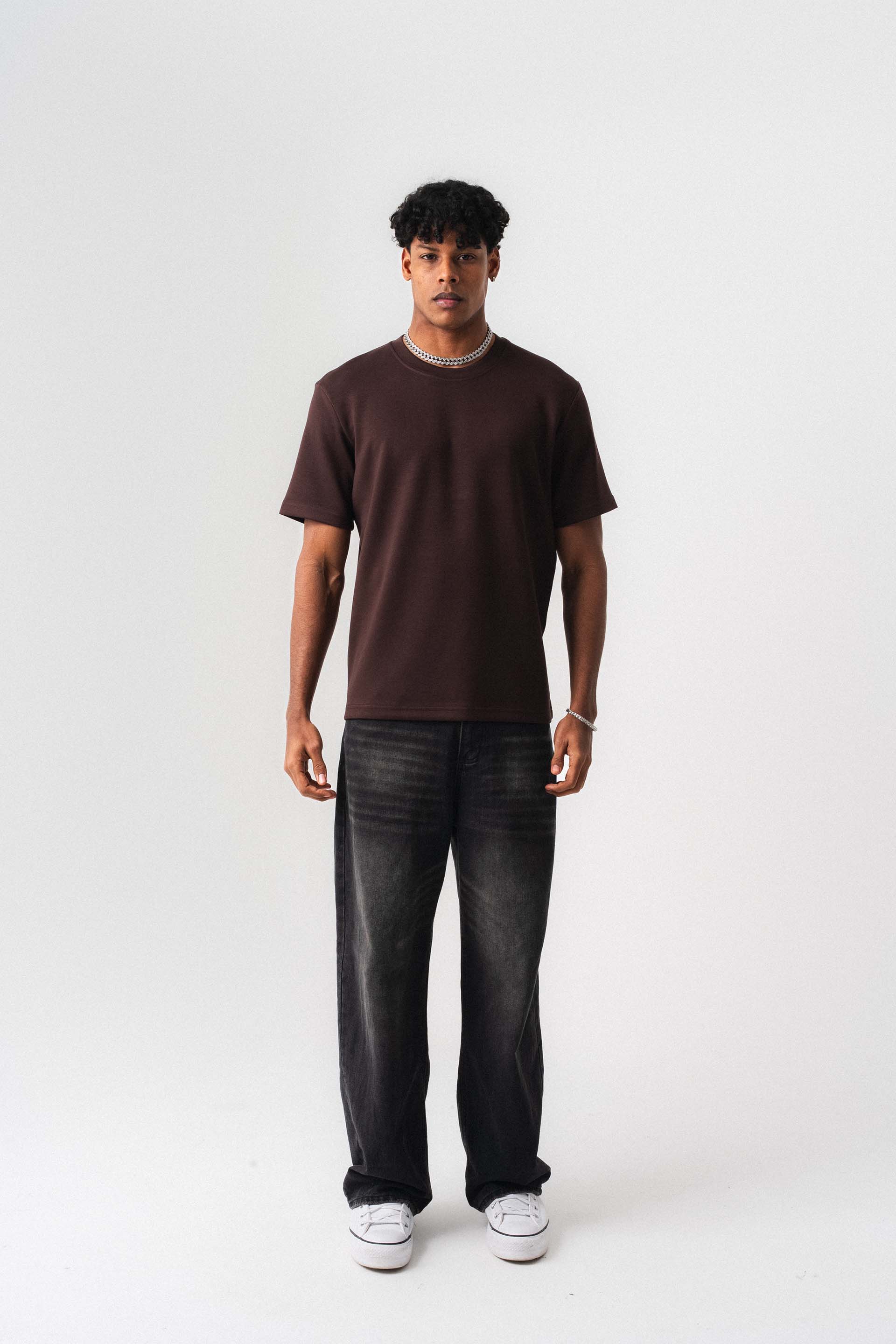 Oversize Basic Kahverengi T-Shirt