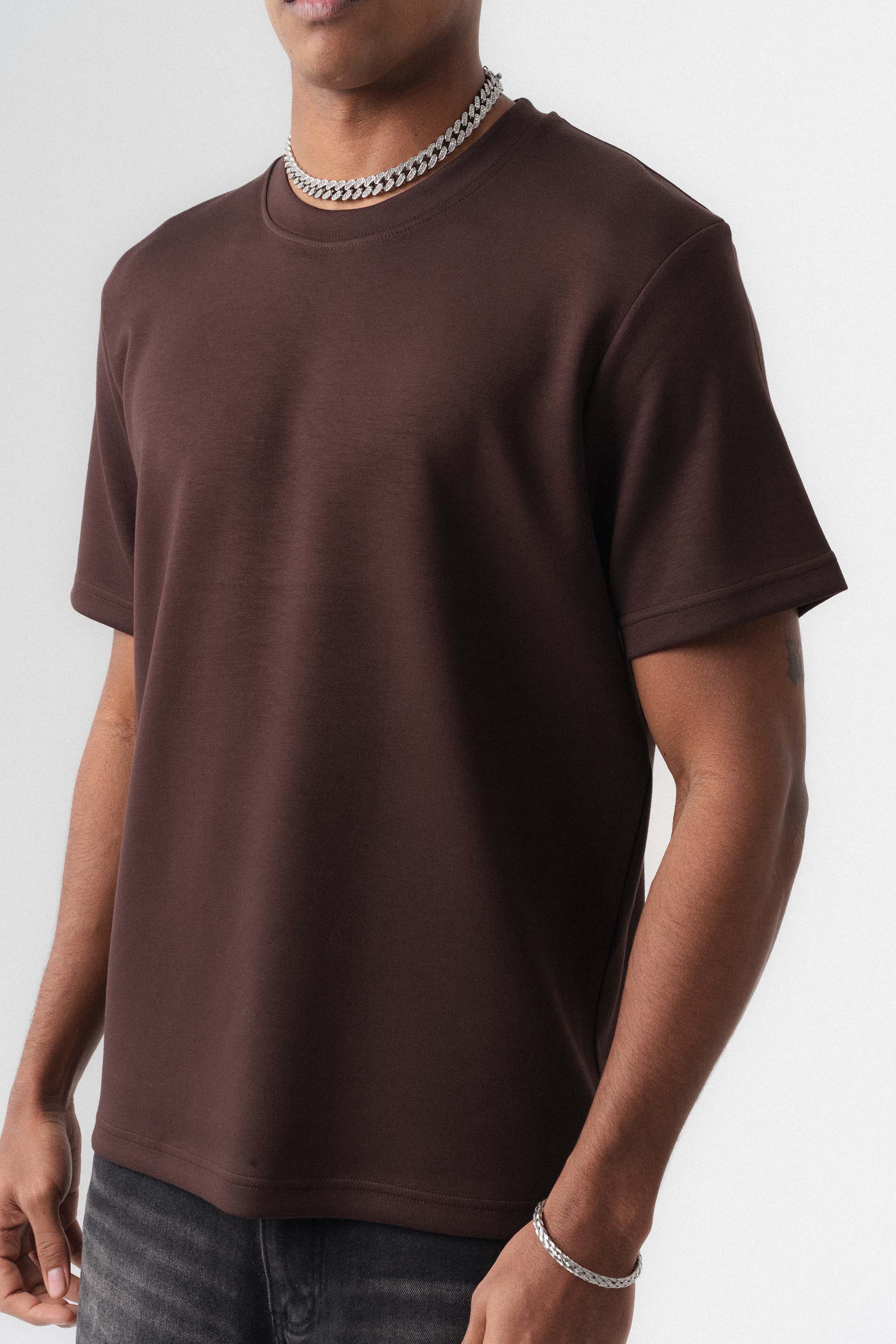 Oversize Basic Kahverengi T-Shirt