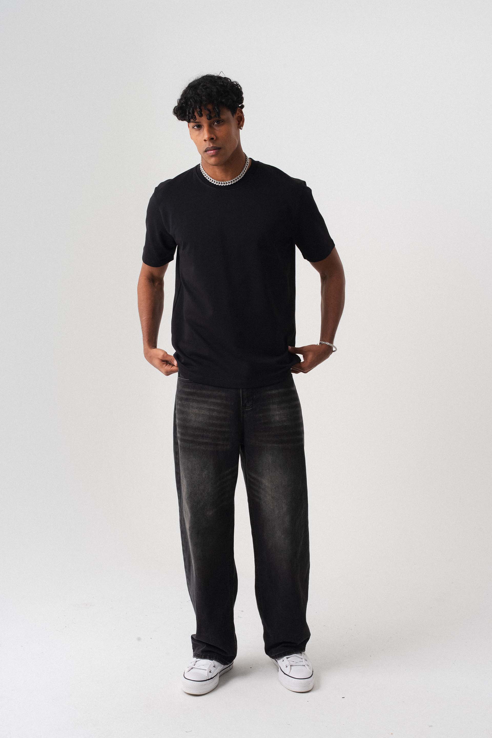 Oversize Basic Siyah T-Shirt