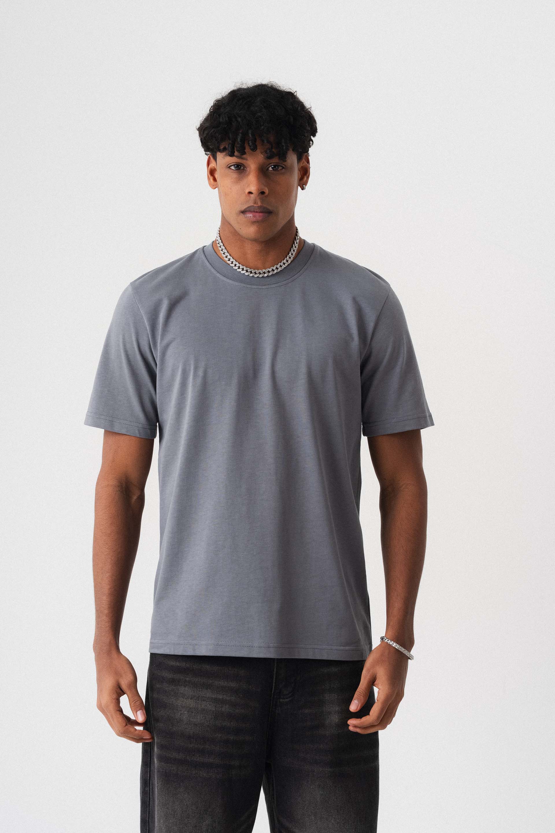 Oversize Basic Gri T-Shirt