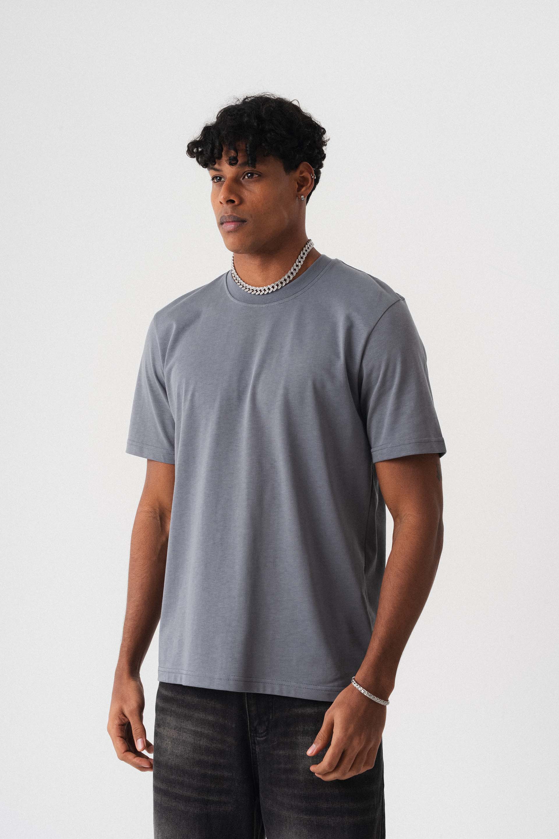Oversize Basic Gri T-Shirt