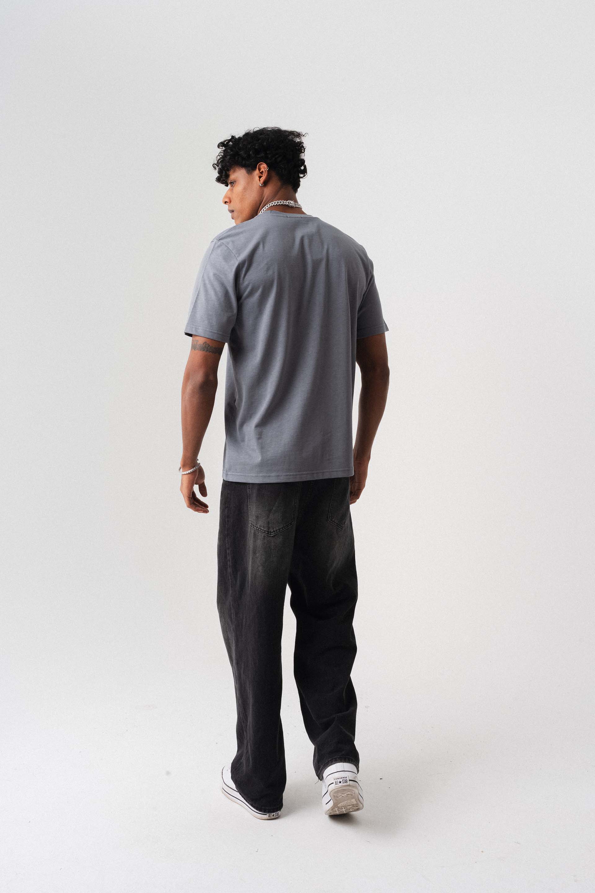 Oversize Basic Gri T-Shirt