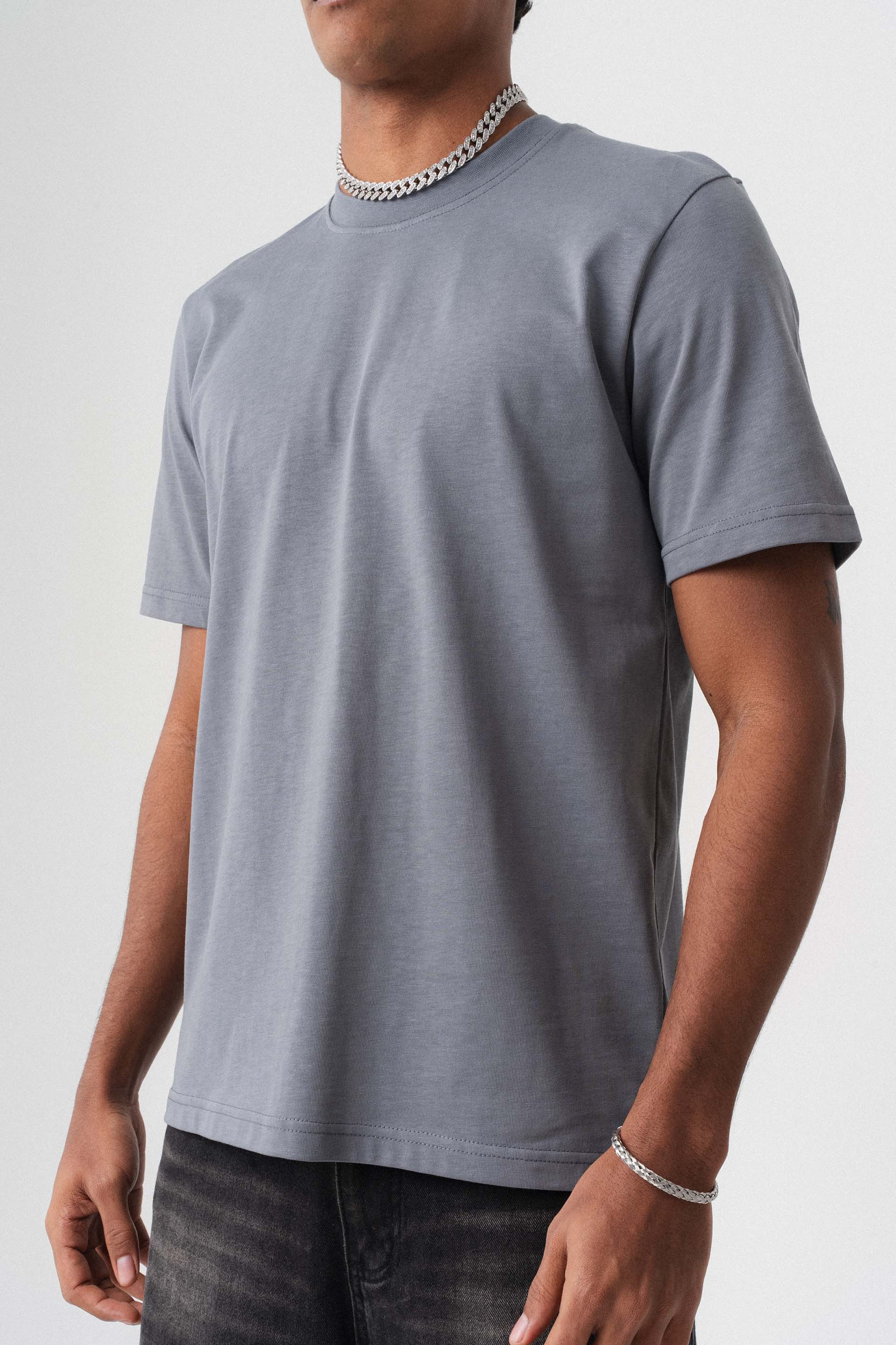 Oversize Basic Gri T-Shirt