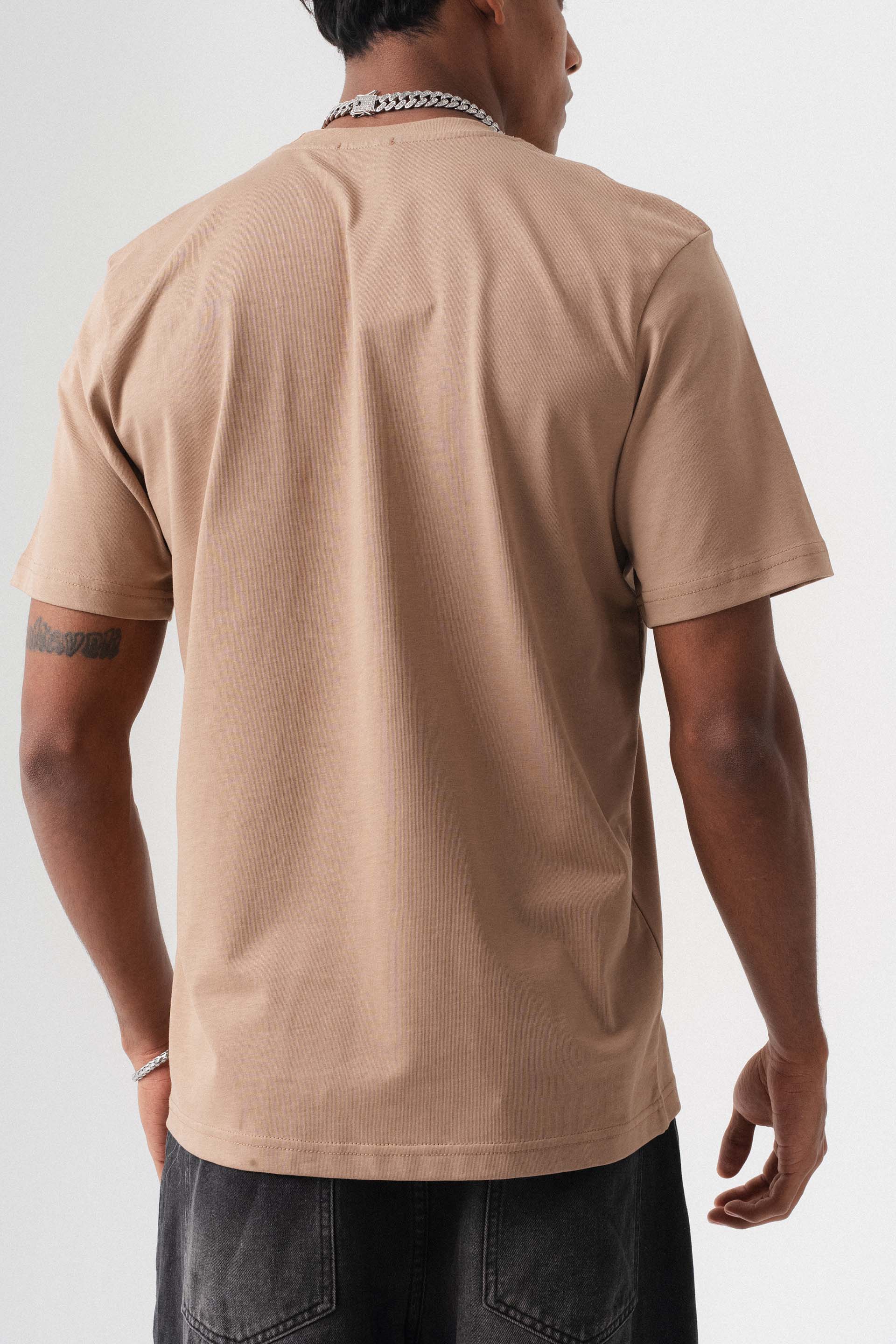 Oversize Basic Bej T-Shirt