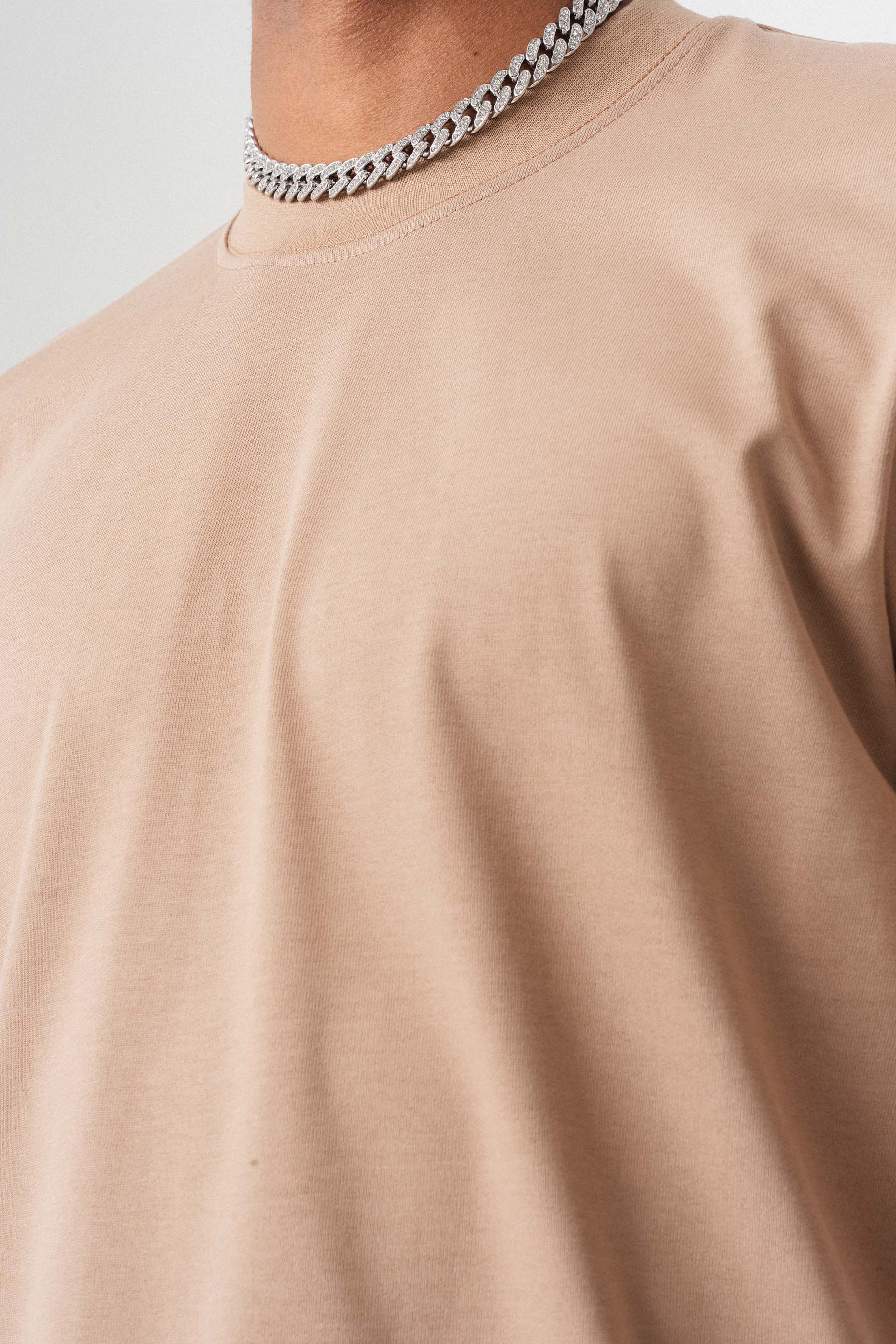 Oversize Basic Bej T-Shirt