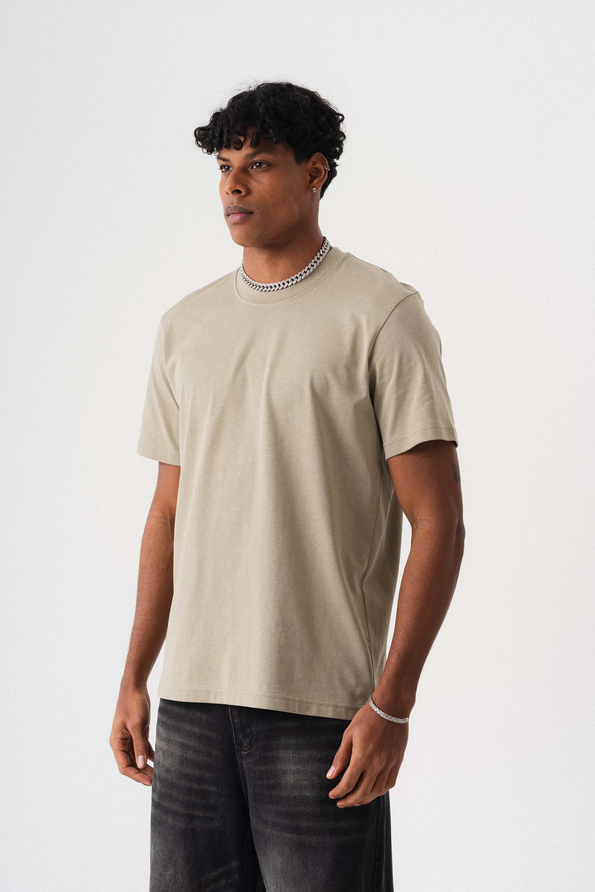 Oversize Basic Açık Bej T-Shirt