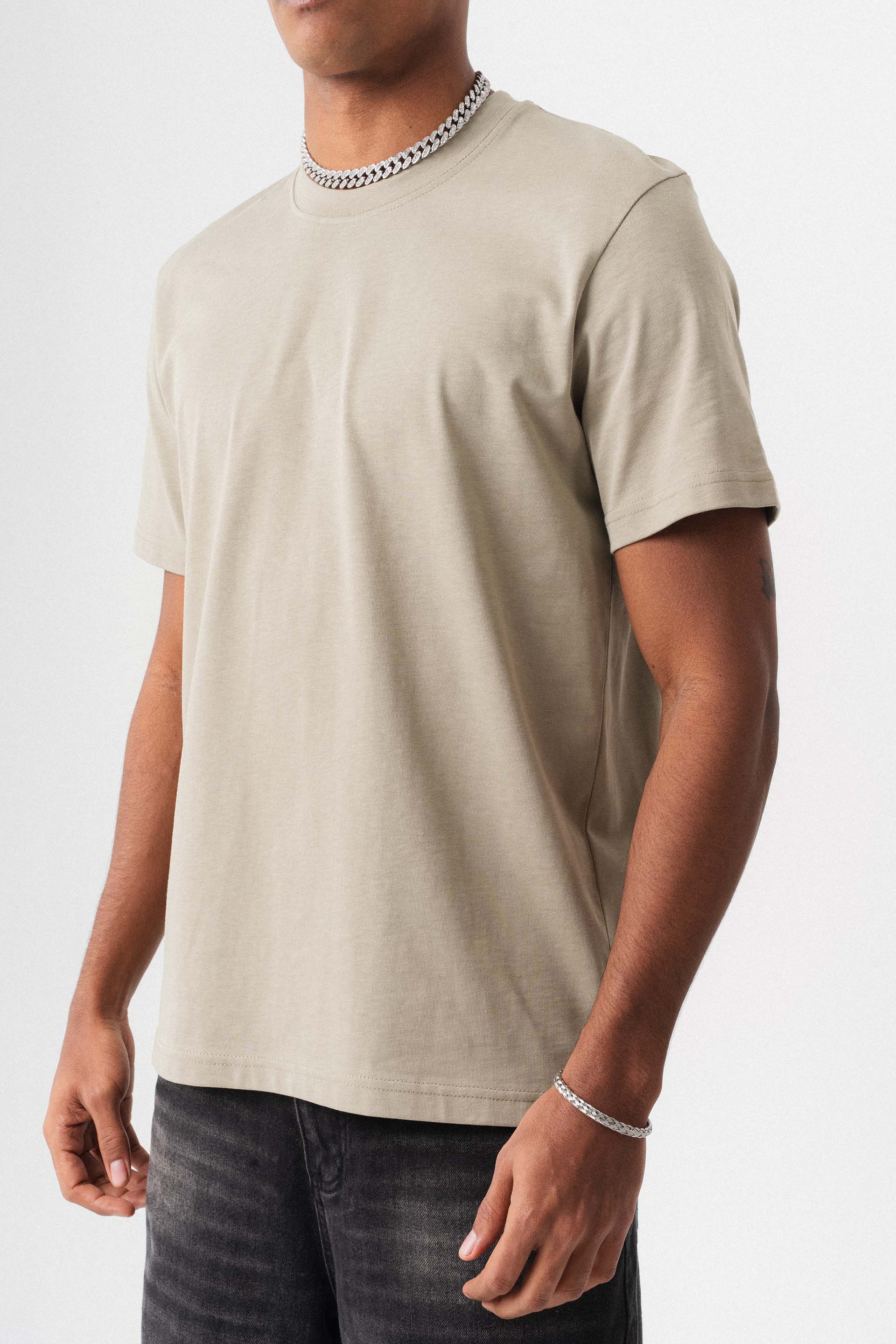 Oversize Basic Açık Bej T-Shirt