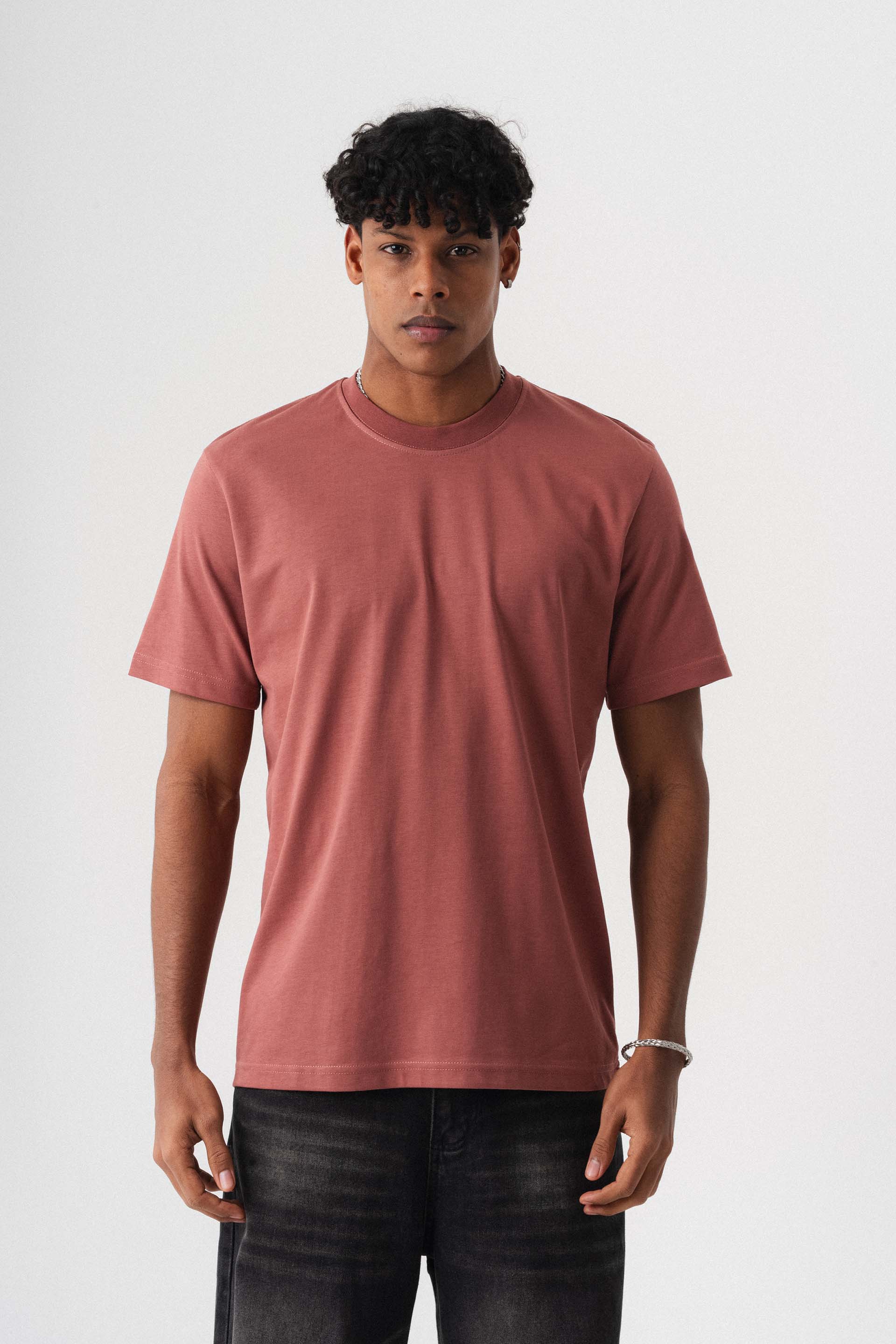 Oversize Basic Gül Kurusu T-Shirt