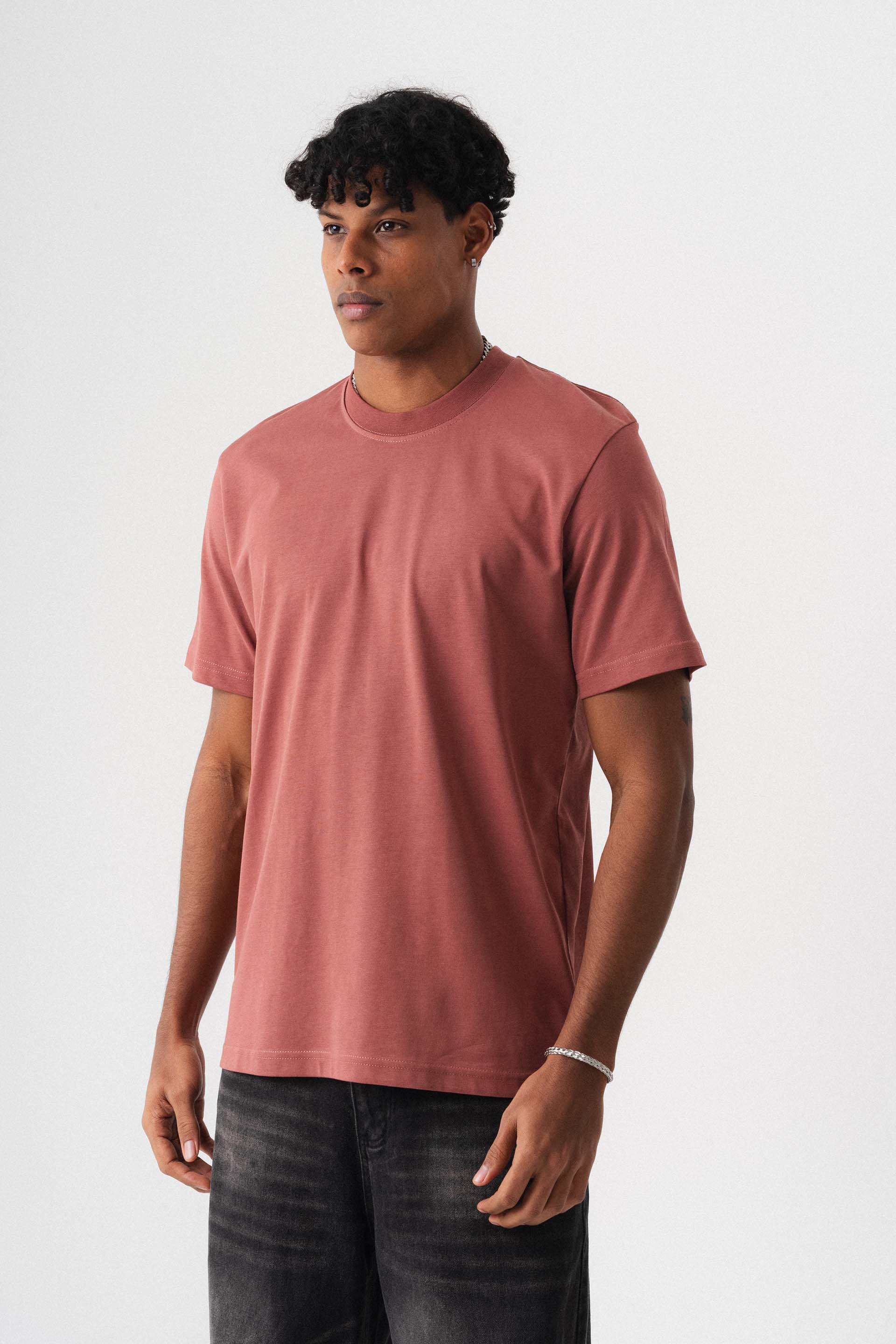 Oversize Basic Gül Kurusu T-Shirt
