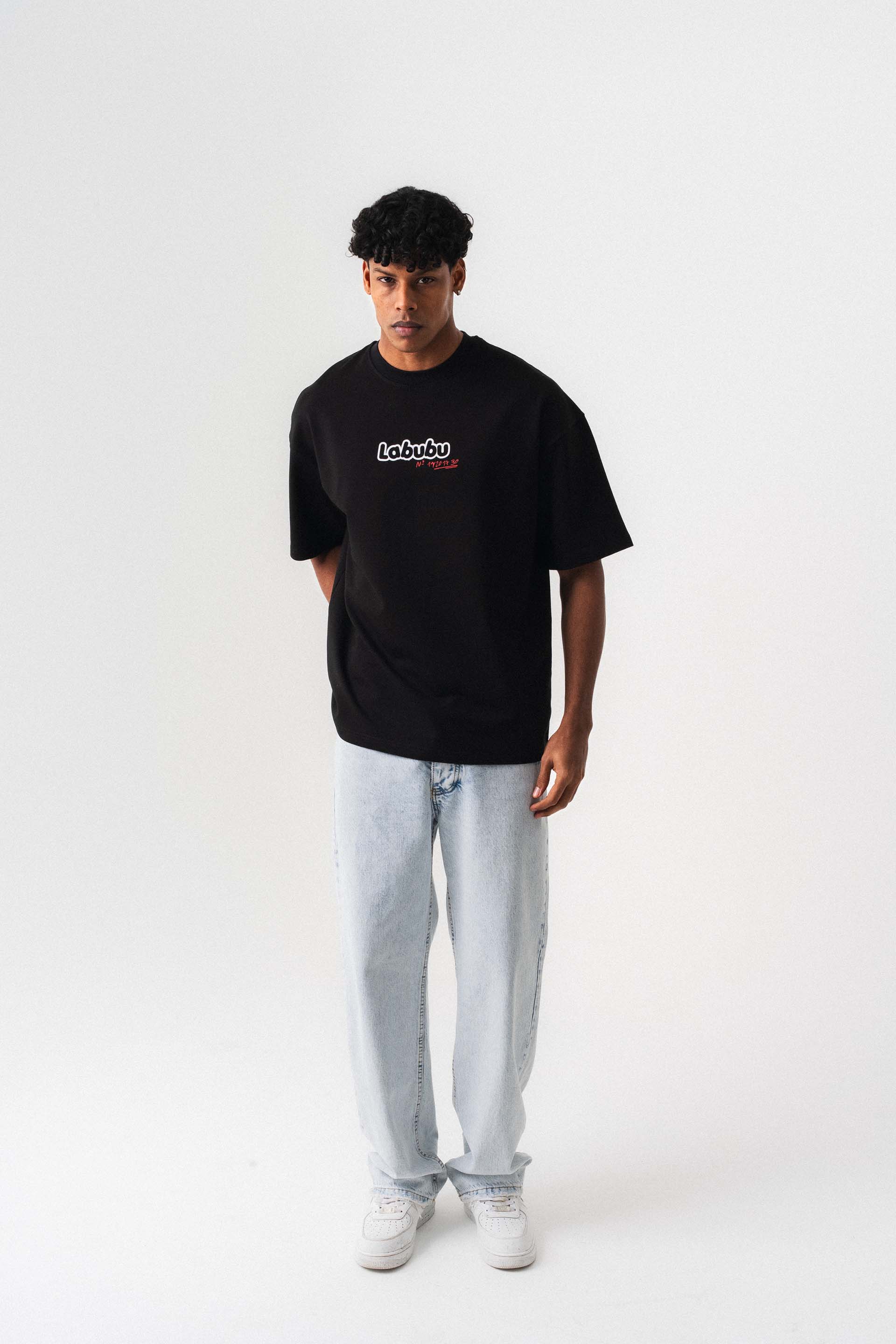 Labubu Siyah Oversize Baskılı T-Shirt