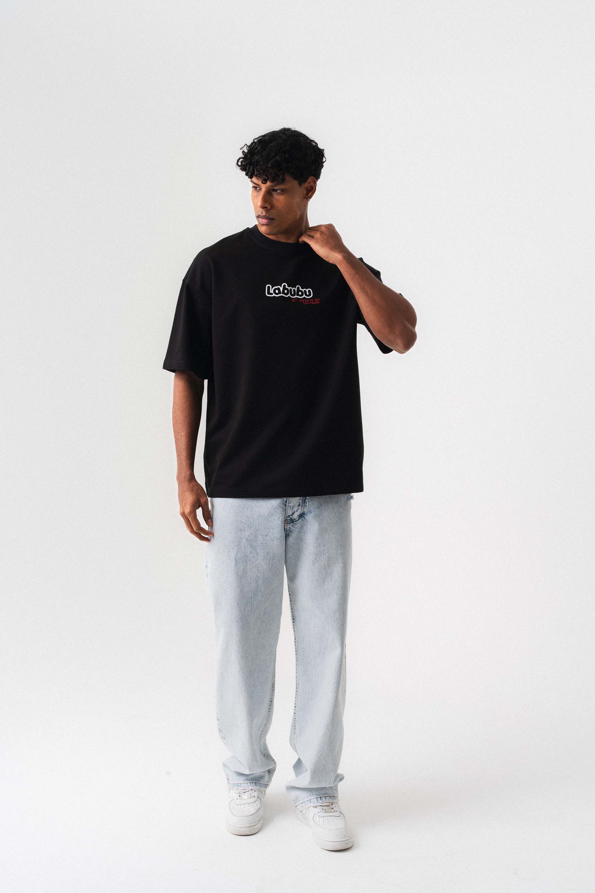 Labubu Siyah Oversize Baskılı T-Shirt