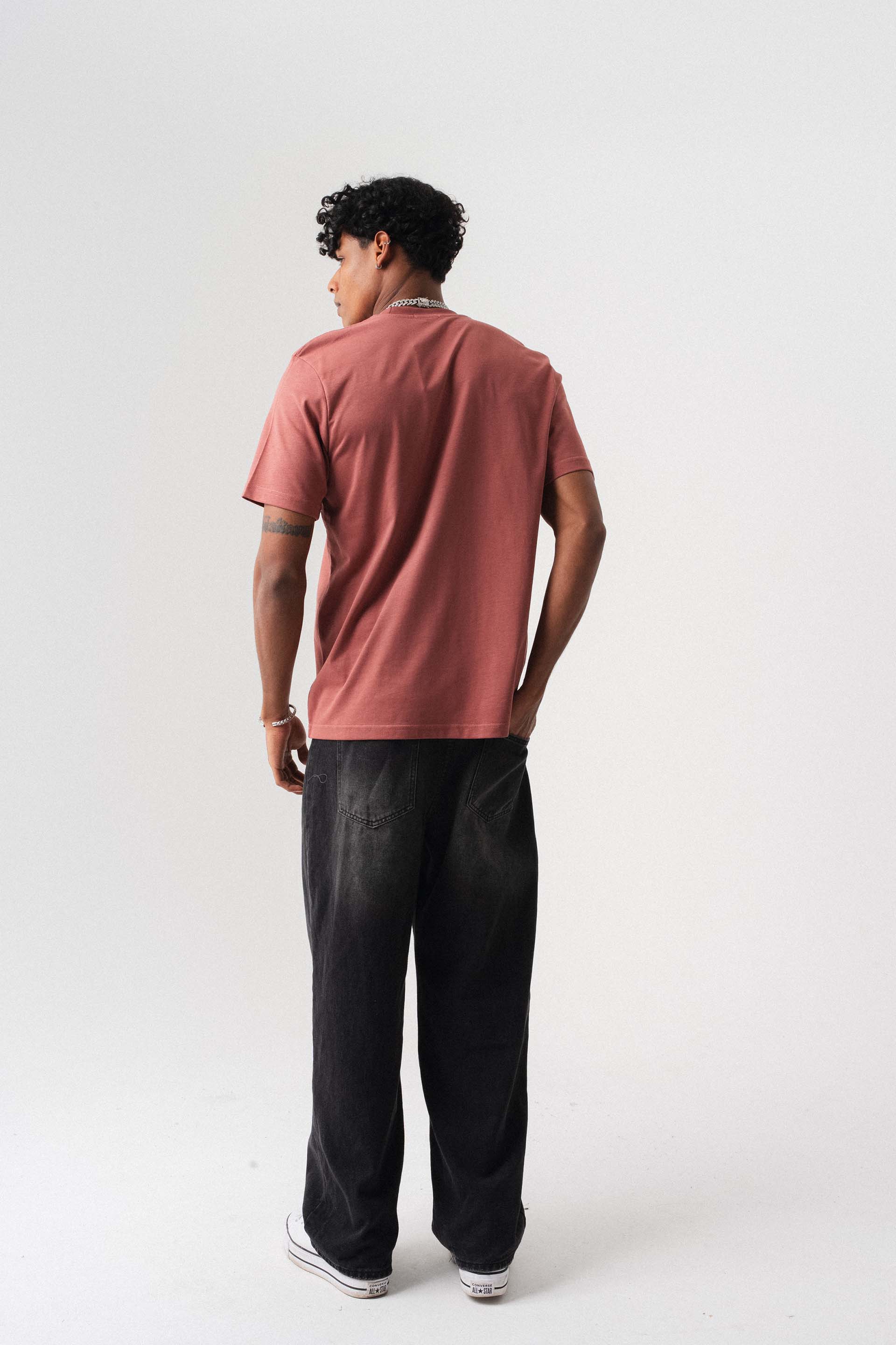 Oversize Basic Gül Kurusu T-Shirt