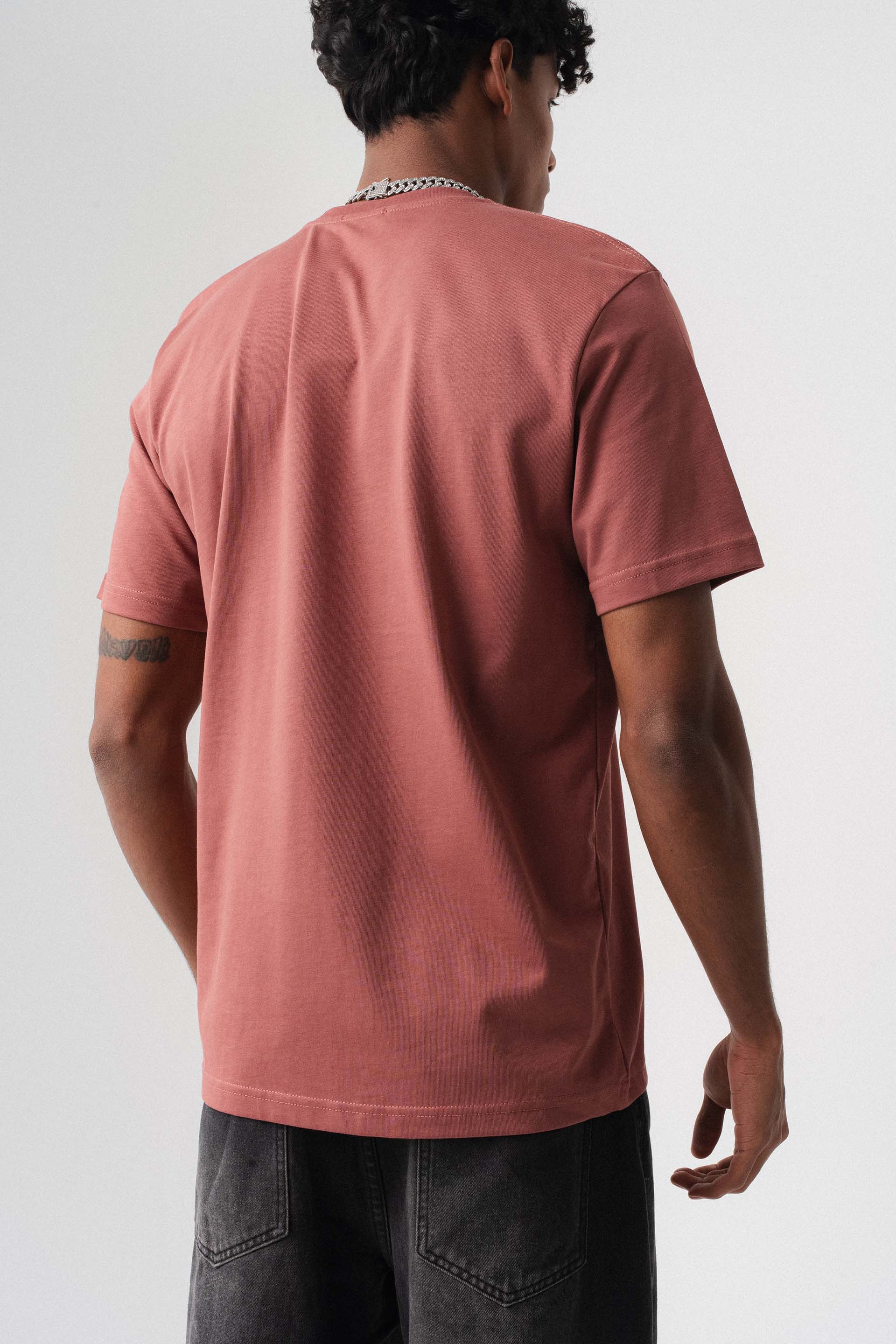 Oversize Basic Gül Kurusu T-Shirt