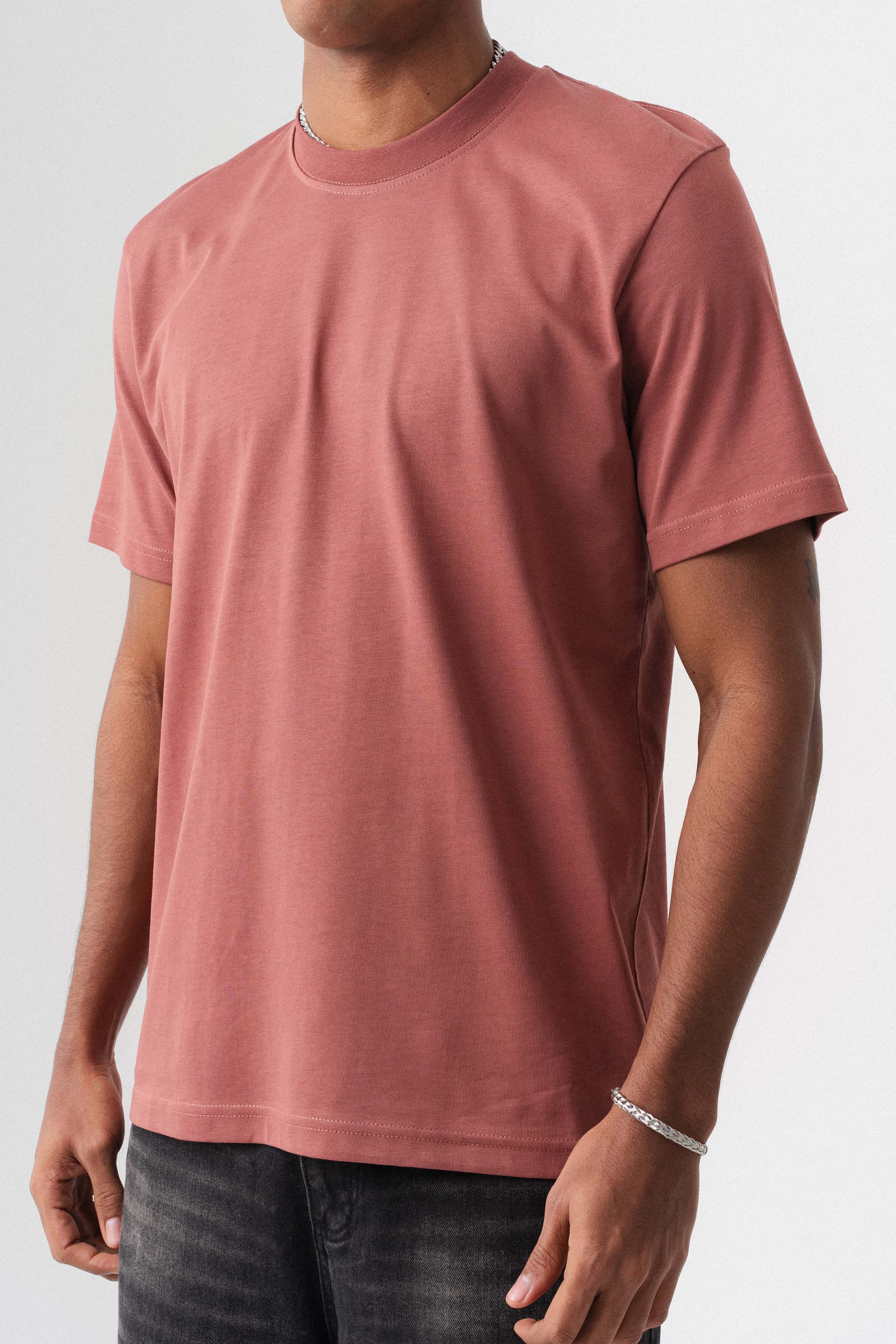 Oversize Basic Gül Kurusu T-Shirt