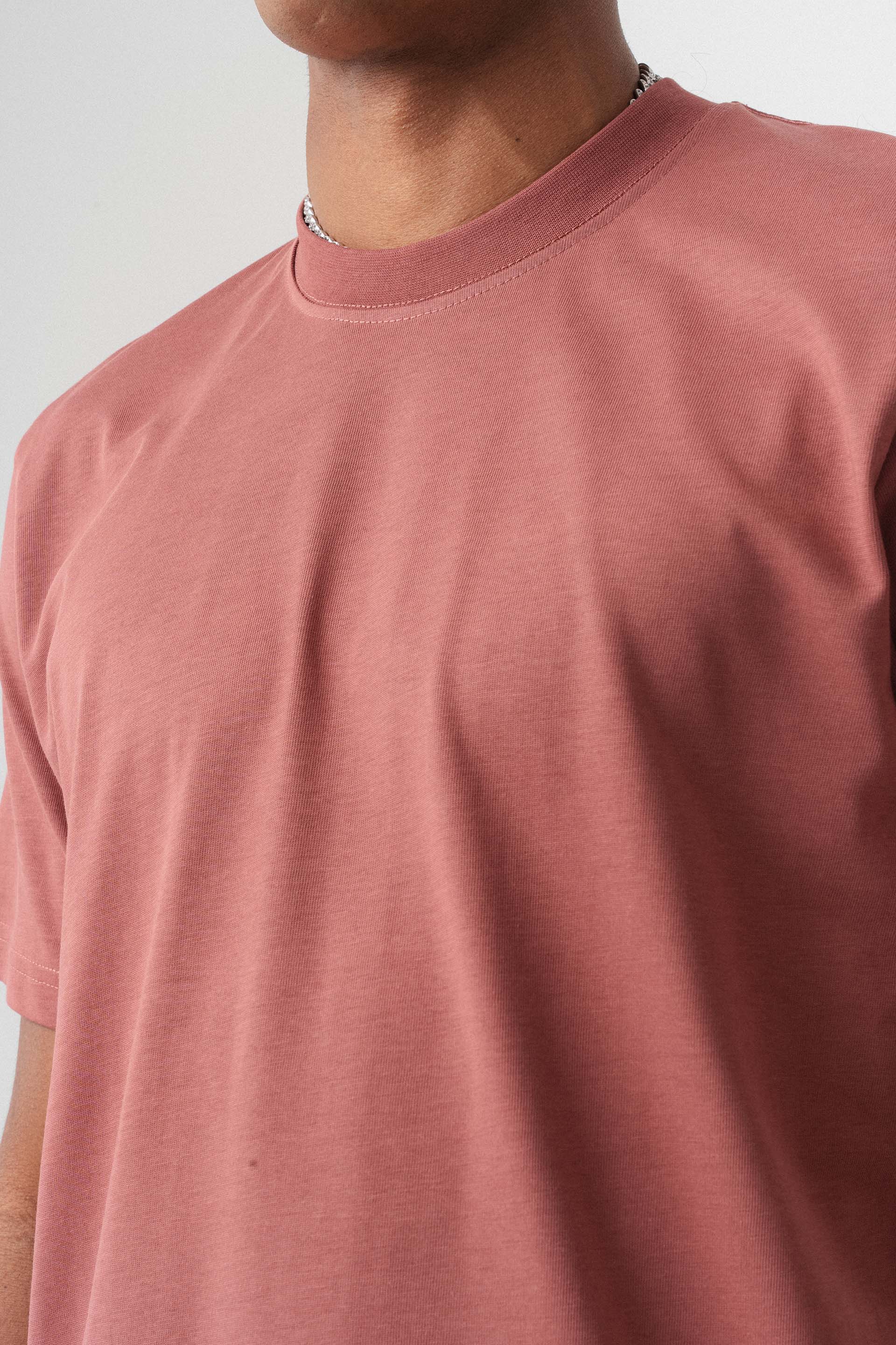 Oversize Basic Gül Kurusu T-Shirt