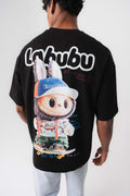 Labubu Siyah Oversize Baskılı T-Shirt