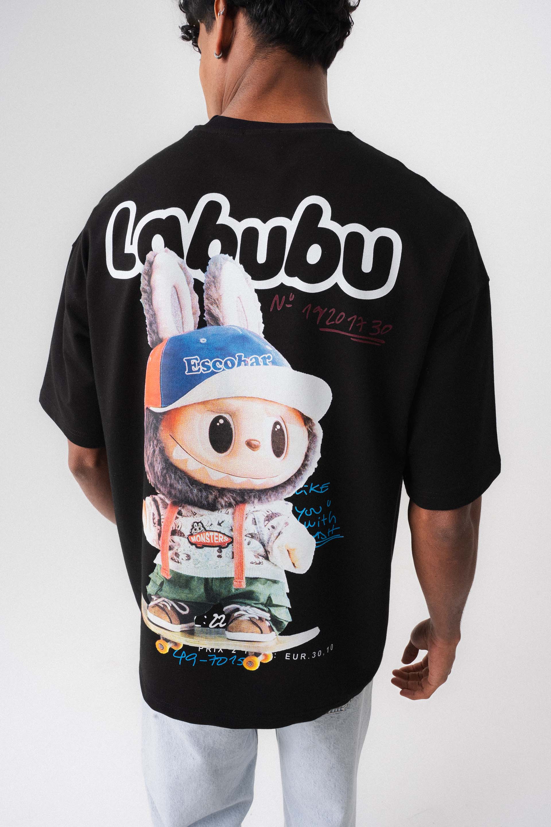 Labubu Siyah Oversize Baskılı T-Shirt