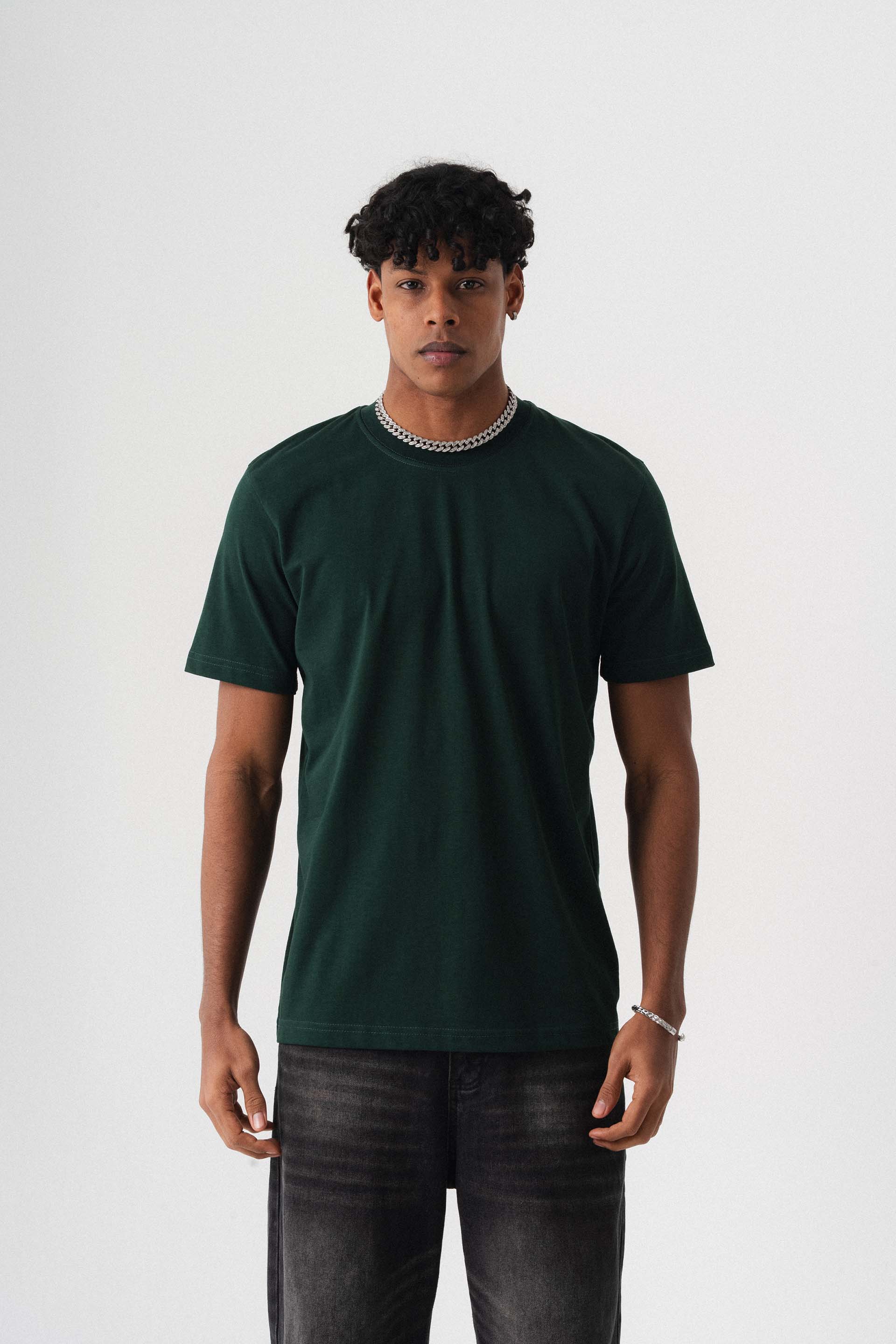 Oversize Basic Koyu Yeşil T-Shirt